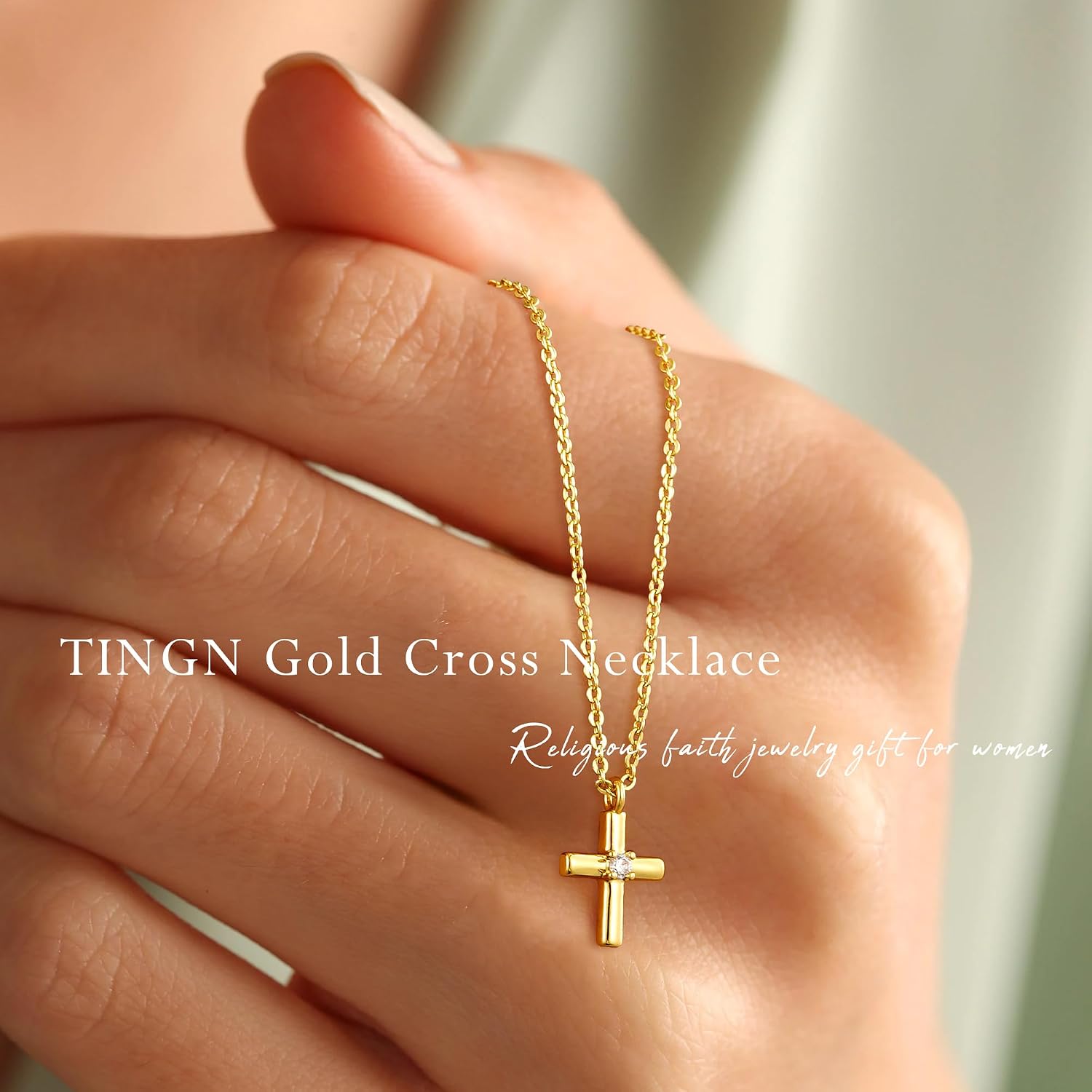 Thumbnail 4 de TINGN Kreuz Kette Gold Damen 14K