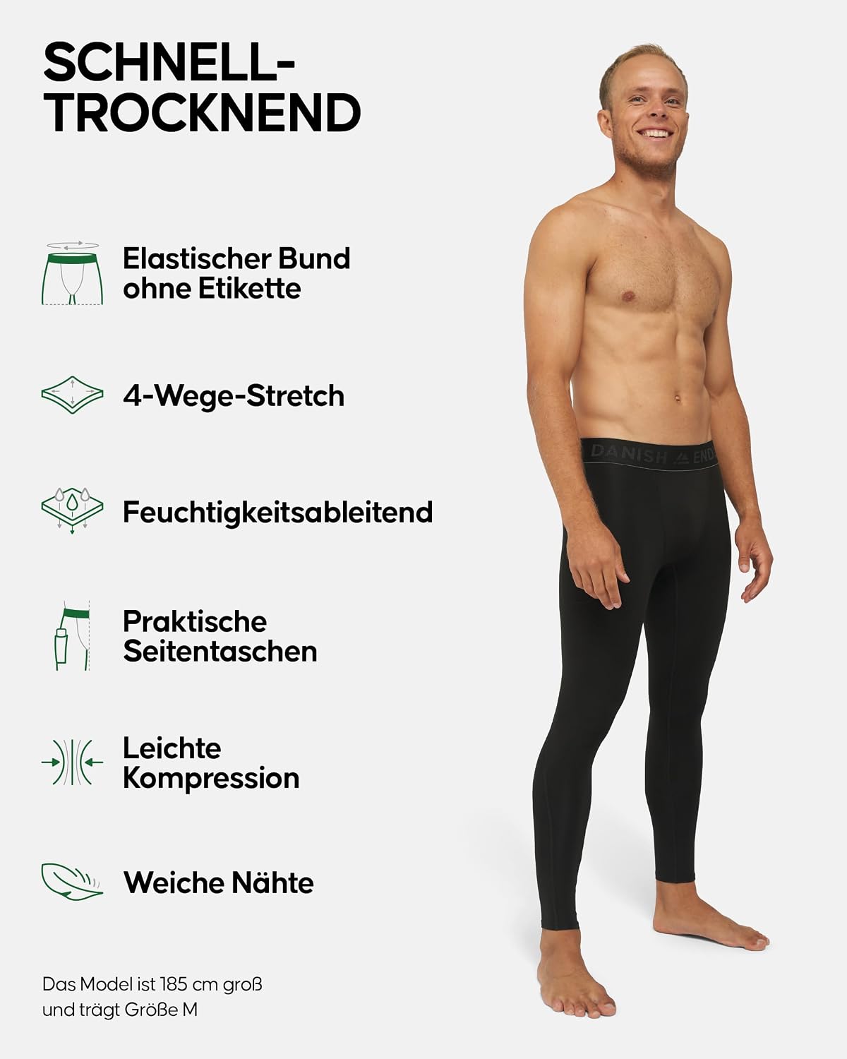 Thumbnail 1 de DANISH ENDURANCE Laufhose 2er Pack Herren