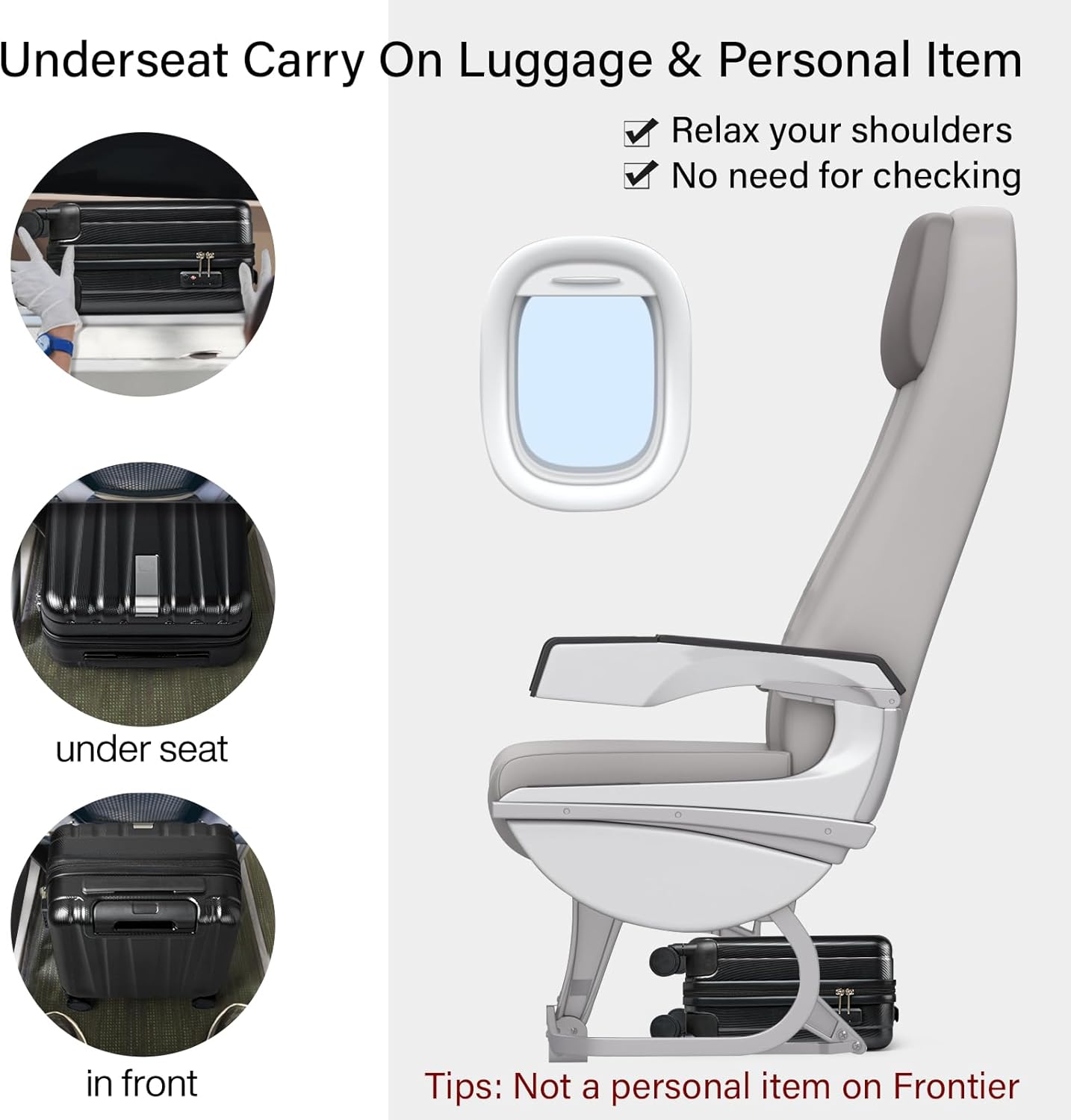 Detalle de Hanke 14 Inch Hardshell Cabin Suitcase (Airline Approved) with TSA Lock and Dual Spinner Wheels, Jet Black