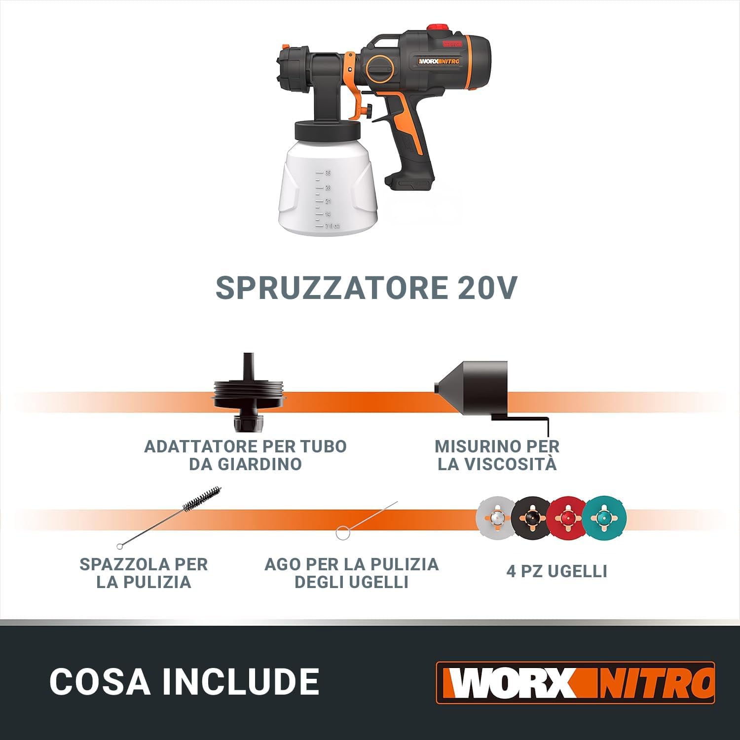 Thumbnail 1 de WORX WX020.9 spruzzatore per vernice HVLP senza fili 18 V (20 V MAX) – nero