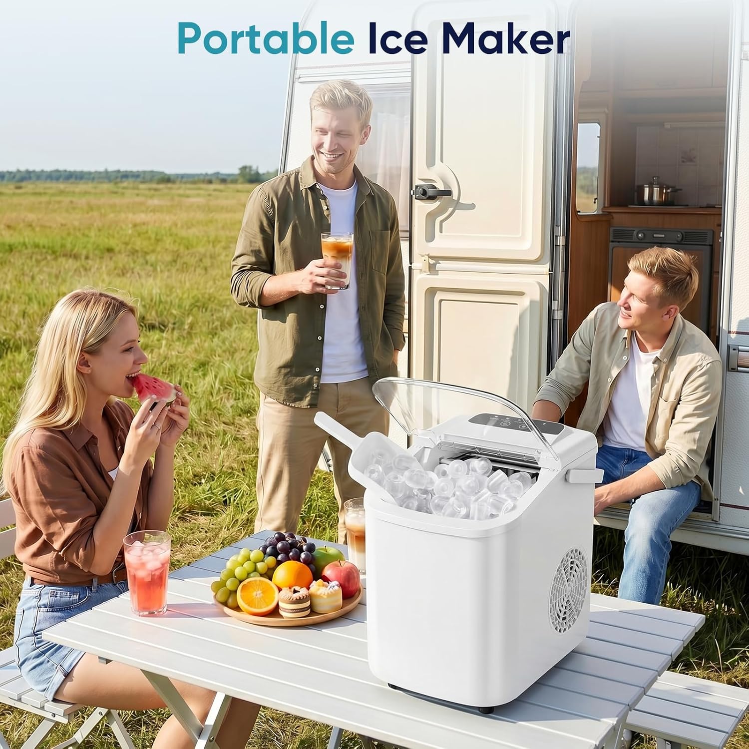 Detalle 2 de DUMOS AH-ZBJ41XX Countertop Ice Maker, 9 Cubes in 8 Minutes, Self-Cleaning