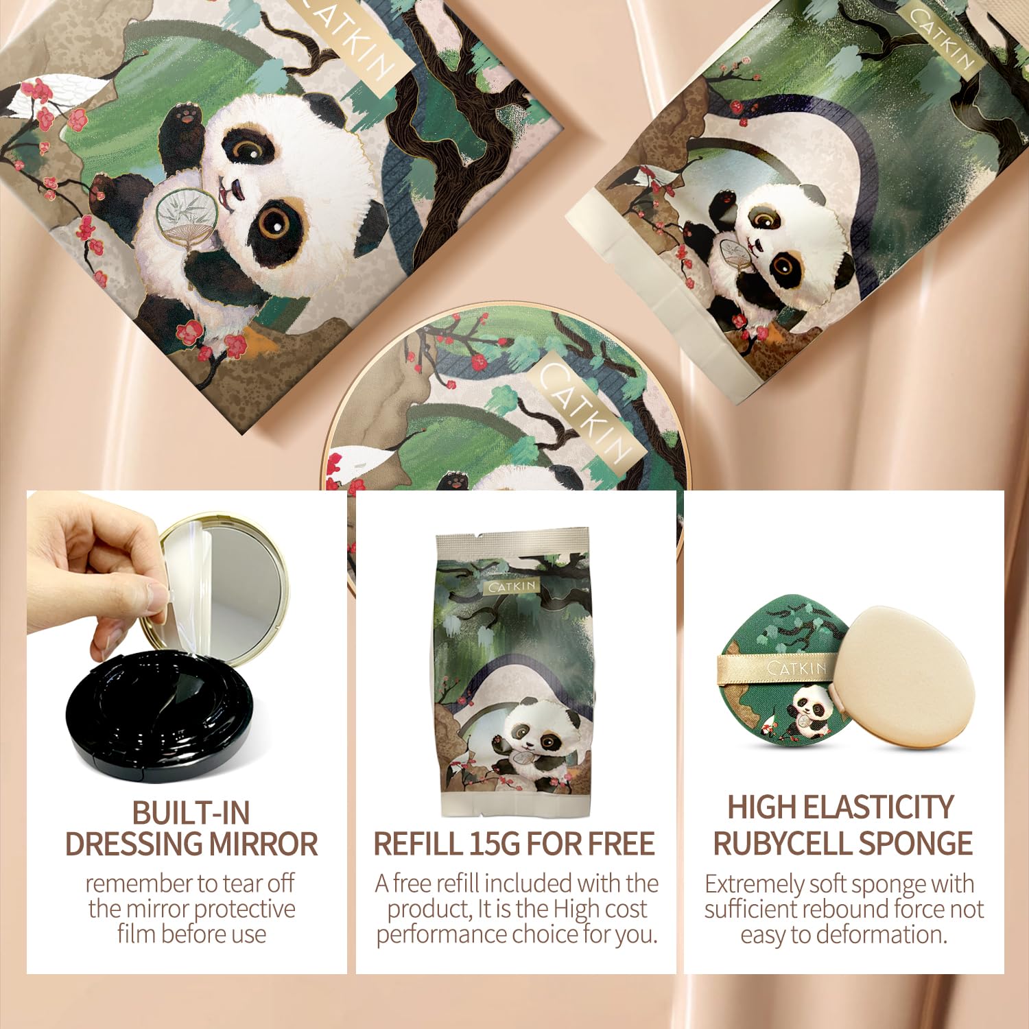 Thumbnail 6 de CATKIN Panda Land Air Cushion Foundation mit vollständiger Deckkraft, 15g*2 – atmungsaktiv & pflegend