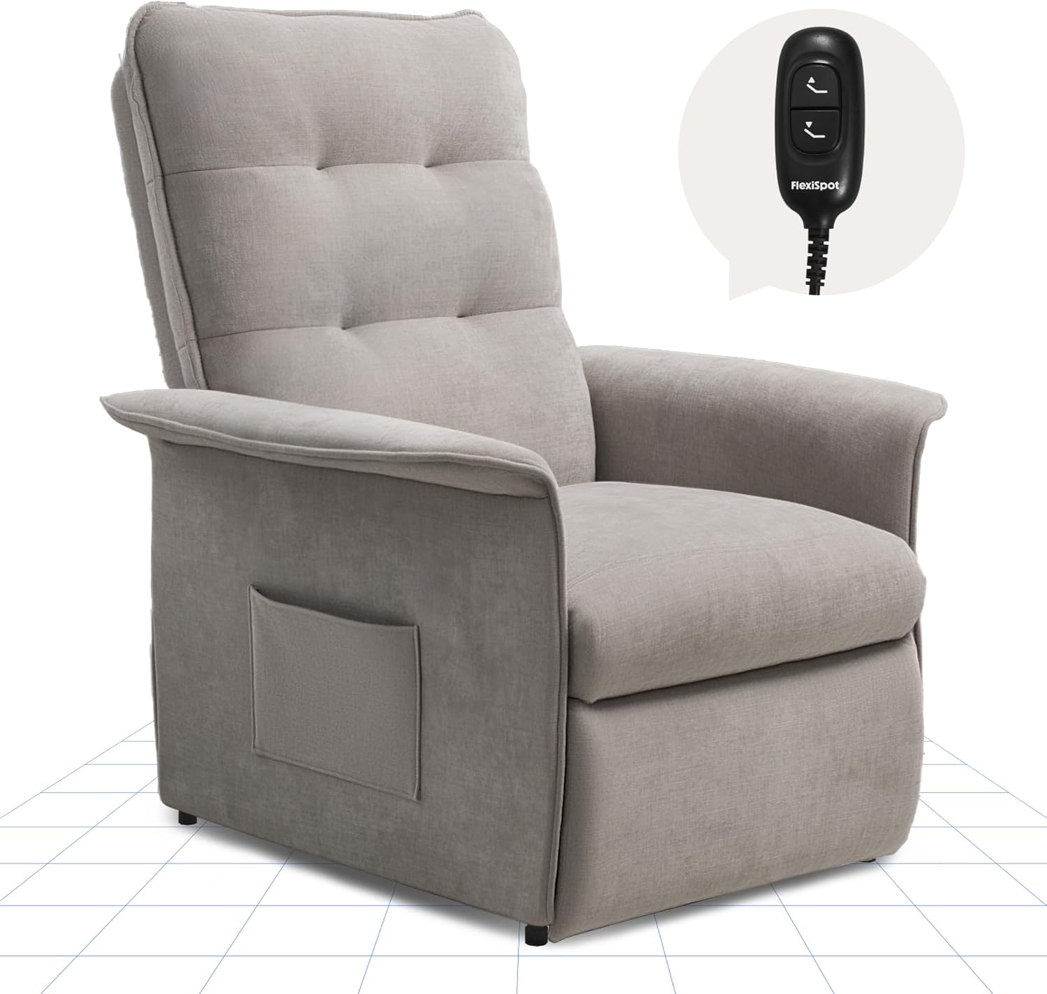 Detalle de FLEXISPOT Poltrona Relax Elettrica con Schienale Regolabile – Poltrona TV Regolabile con Funzione Recliner, Grigio Chiaro