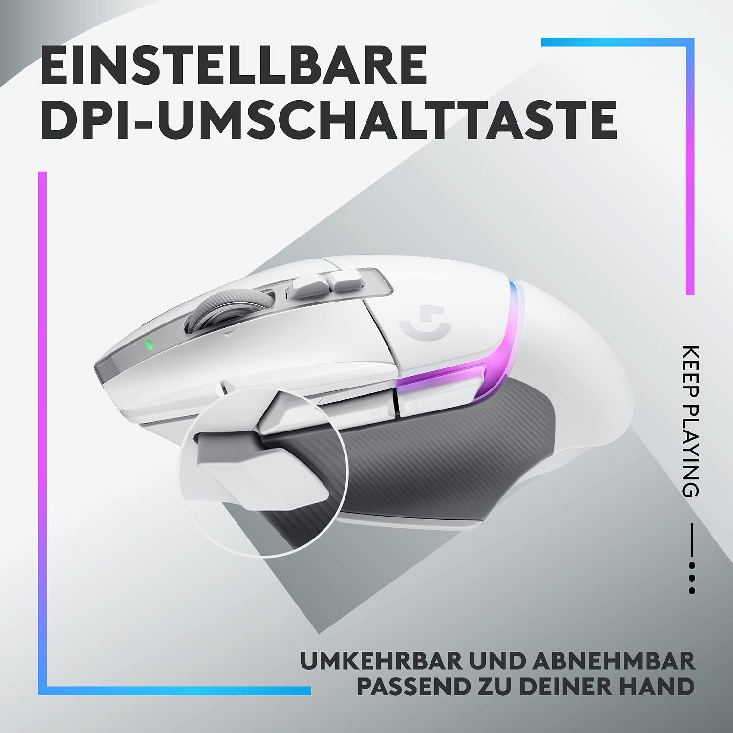Detalle 2 de Logitech G502 X PLUS LIGHTSPEED: kabellose Gaming-Maus mit LIGHTFORCE-Schaltern und HERO 25K Sensor
