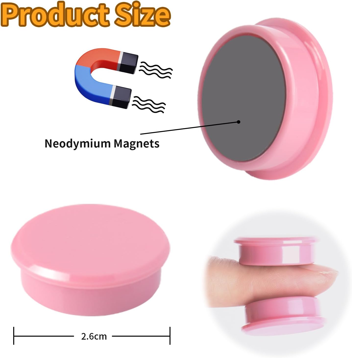 Detalle de QOJOPU 30 Stück starke Magnetkugeln – Runde rosa Mini-Magnete für Whiteboard, Kühlschrank & Pinnwand