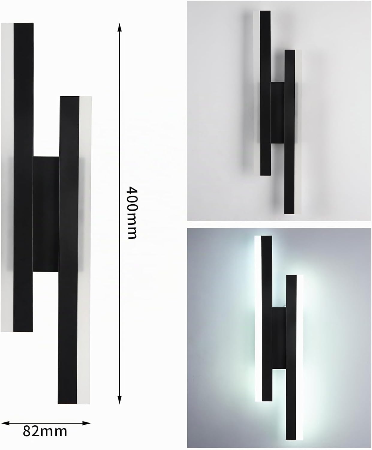 Detalle de Riserva 30924009 kinkiet LED 16 W, 1800 lm, 6500 K, czarny, 40 cm