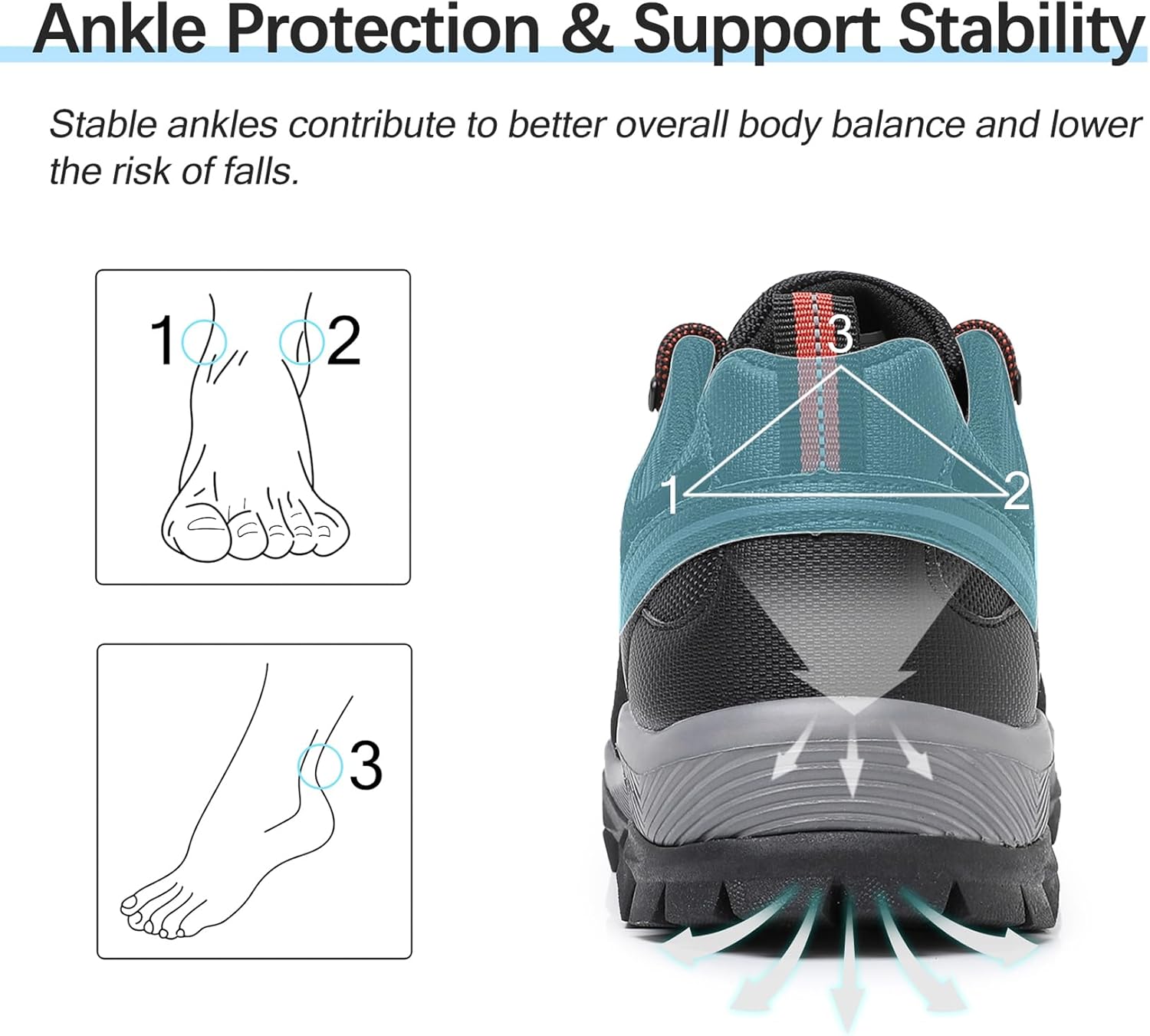 Thumbnail 3 de TRAILBLITZ Walking Shoes for Men: Lightweight, Non-Slip Hiking Boots