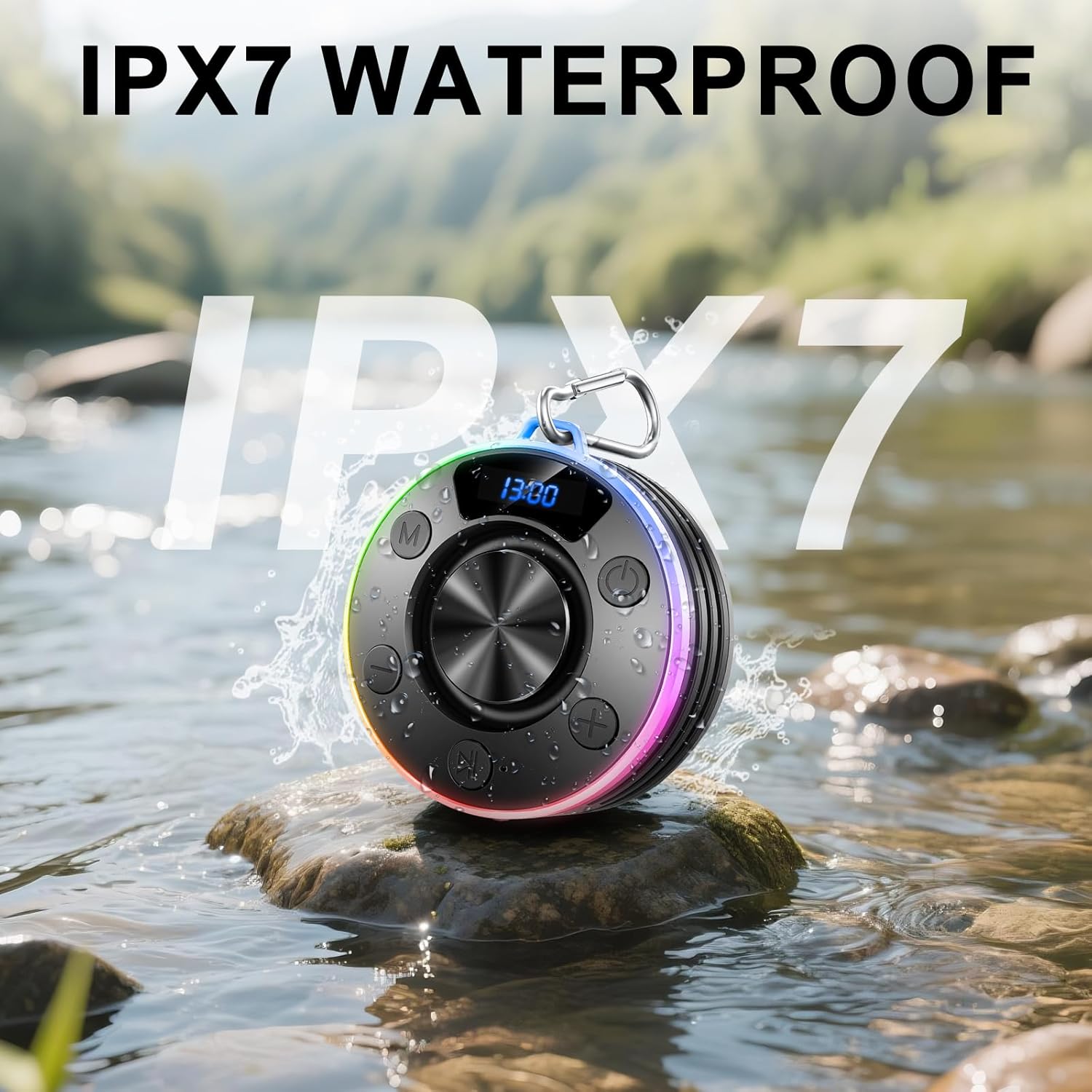 Thumbnail 5 de Dyurwa wasserdichter Bluetooth-Duschlautsprecher mit Zeitanzeige – IPX7, starker Bass & flexible Befestigung