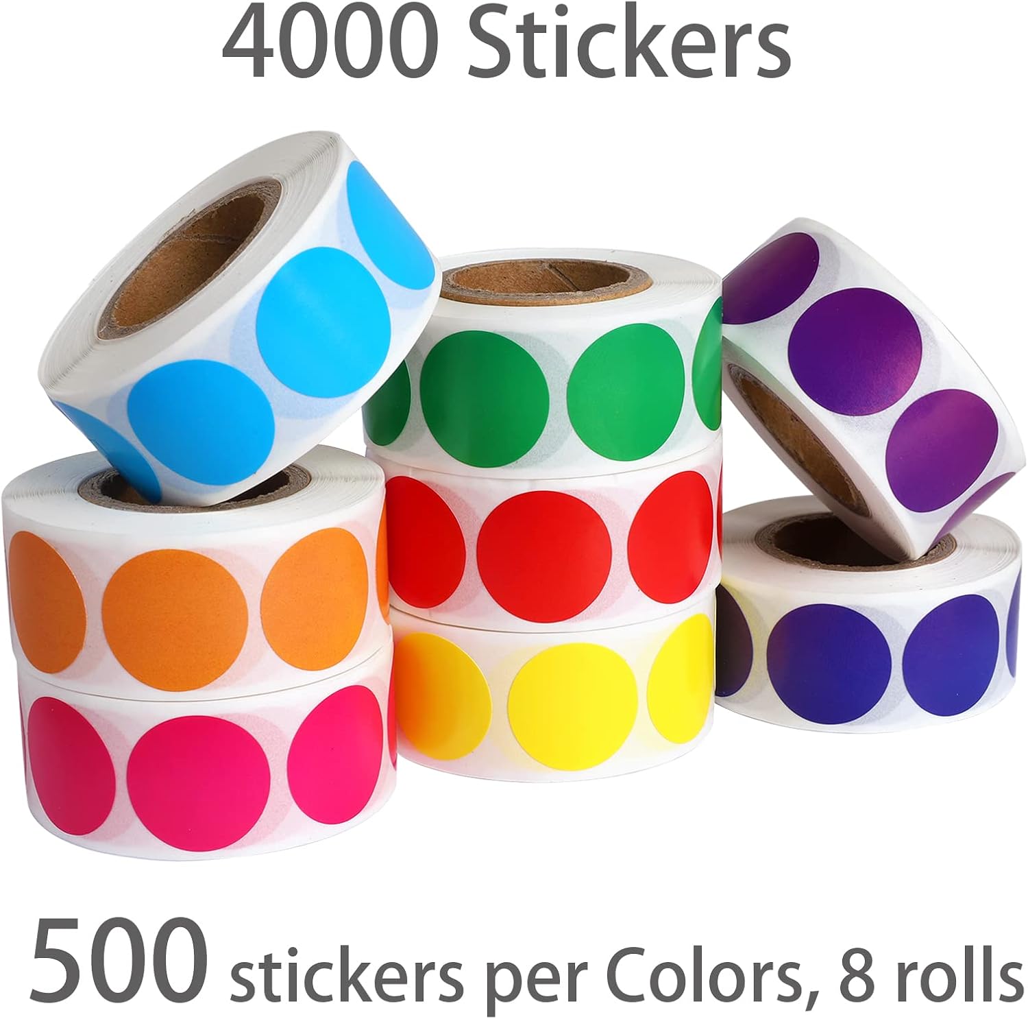 Detalle de Lrogoe CC-01 Color-Coding Dot Stickers, 3/4-Inch, 8 Colors, 4,000 Count