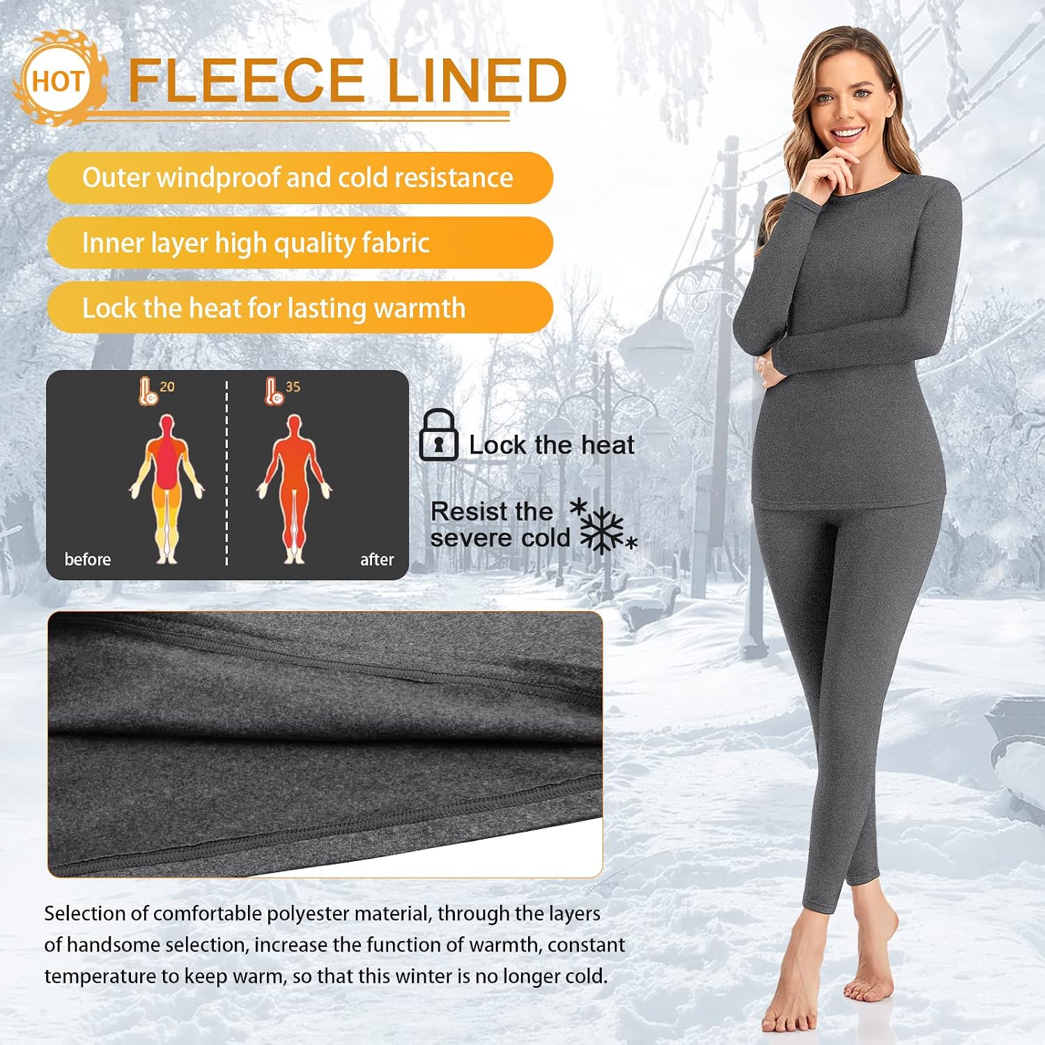Detalle de SIMIYA Women Thermal Underwear Set Long Johns for Winter