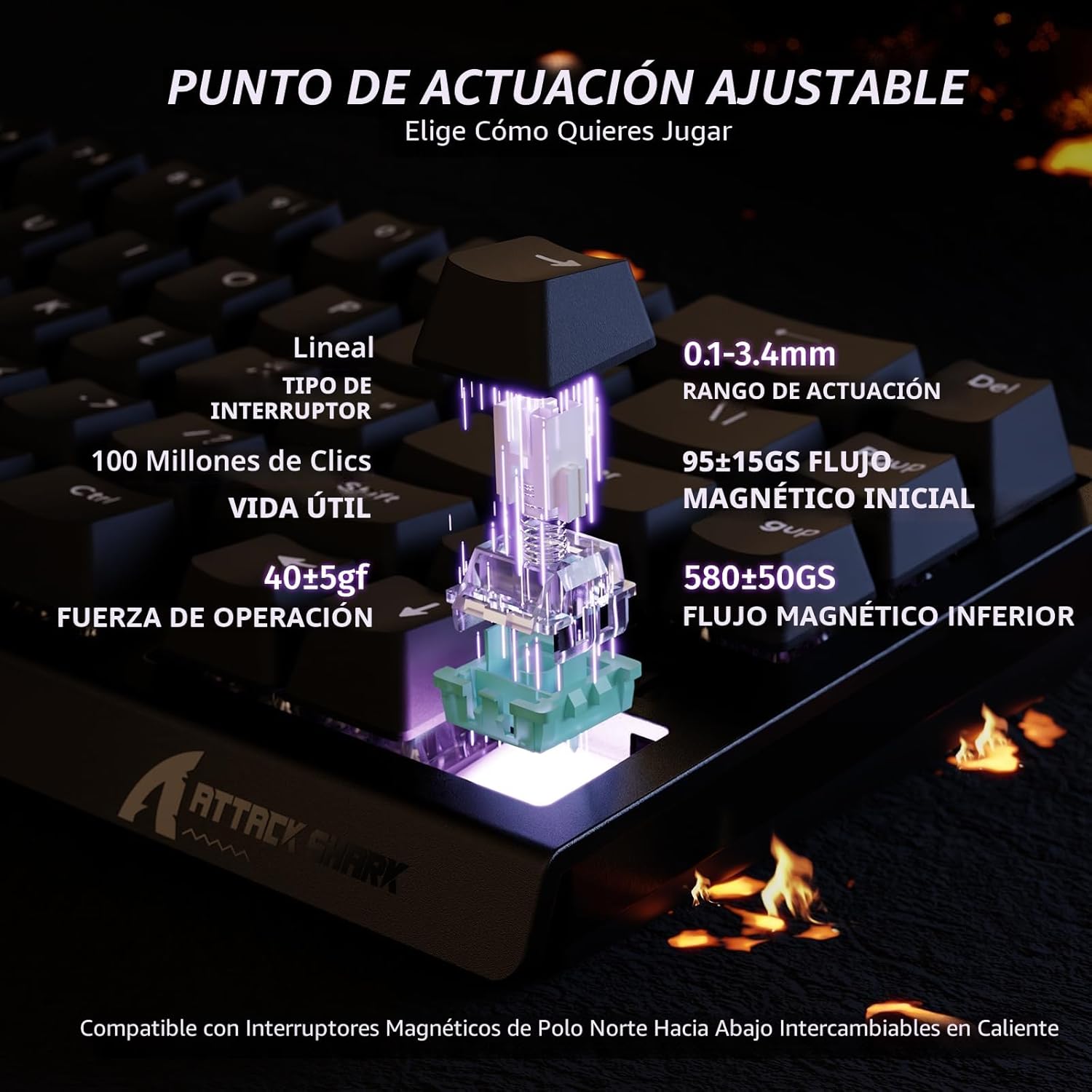 Thumbnail 3 de ATTACK SHARK X68 HE teclado gaming 60% magnético Rapid Trigger 8000 Hz RGB (para PC/Mac)