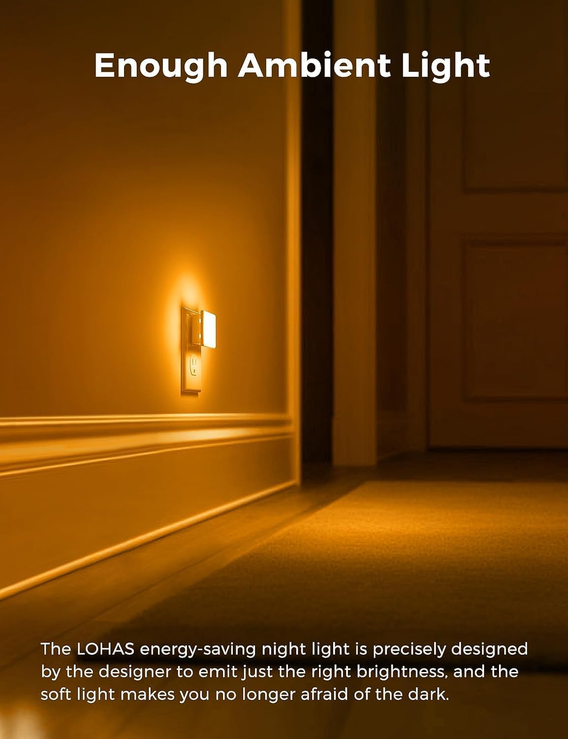 Detalle 2 de L LOHAS LED Amber Plug-In Night Lights, 0.3W Dusk-to-Dawn, 2-Pack