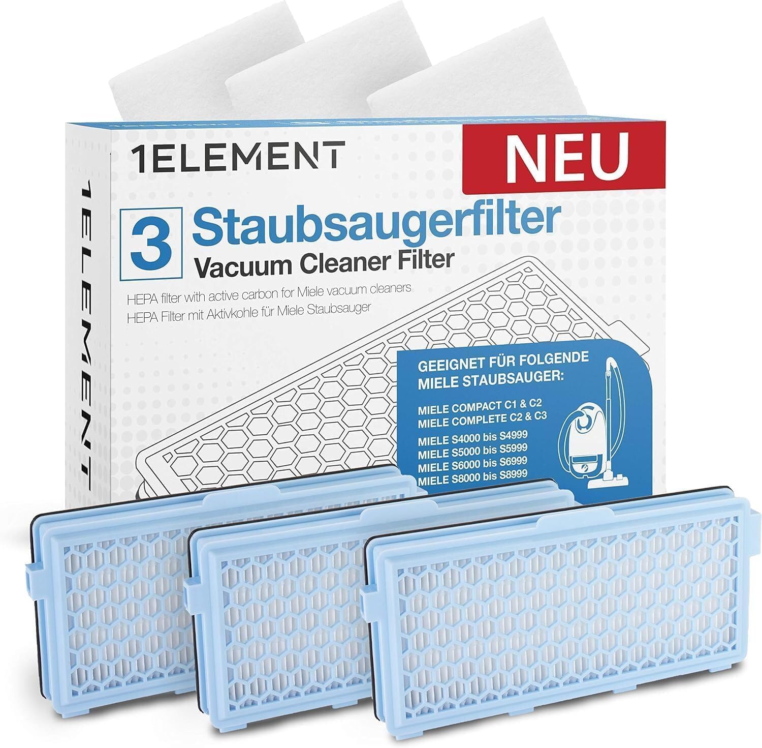 Detalle de 3 HEPA & Motorfilter für Miele S‑Serien