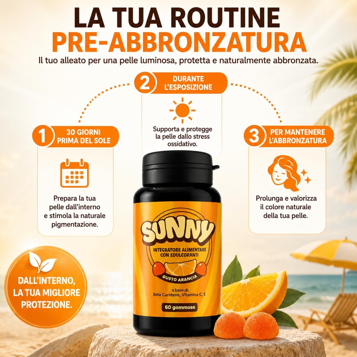 Thumbnail 6 de Sunny Integratore Abbronzatura Gommose Betacarotene, Rame e Licopene – 60pz