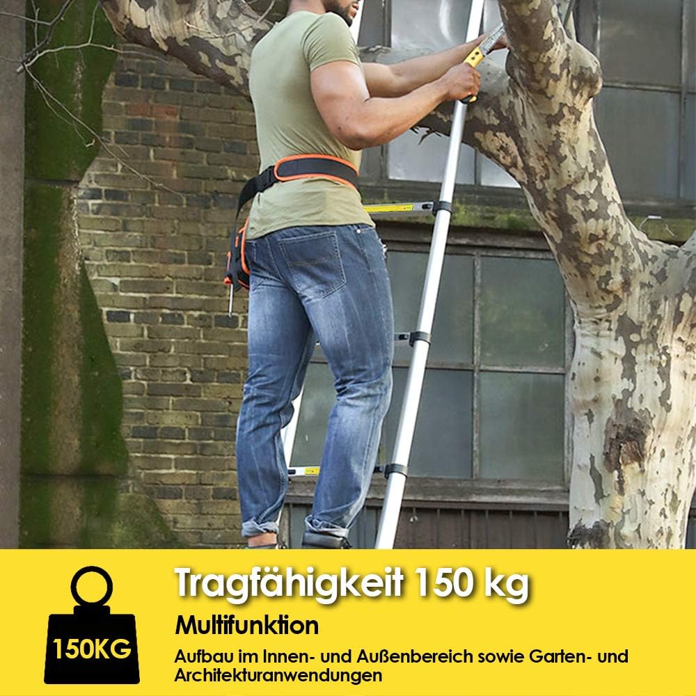 Thumbnail 5 de Joparri Aluminium Teleskopleiter (ausziehbar) 3,8 m, 13 Stufen – bis 150 kg