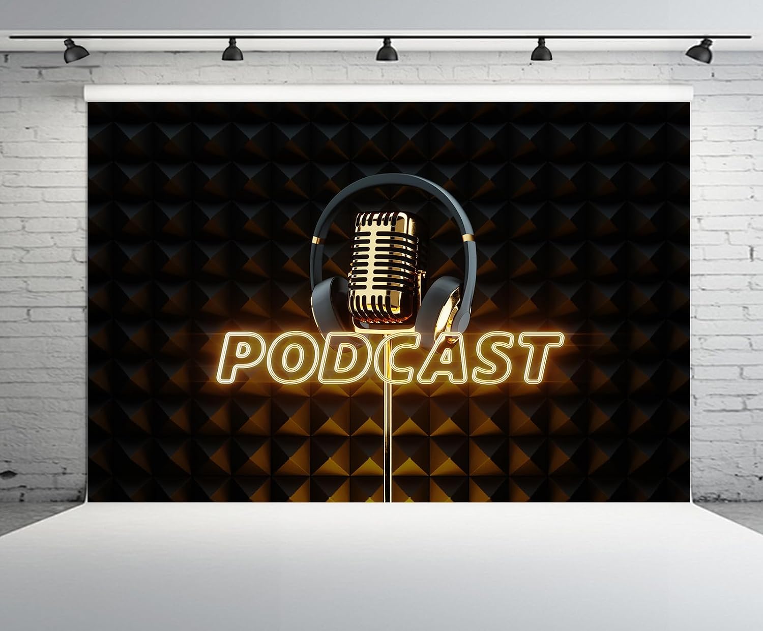 Detalle de CHNBGPRO 2.1m x 1.5m Backdrop: Microfiber Podcast Talk Show Setting