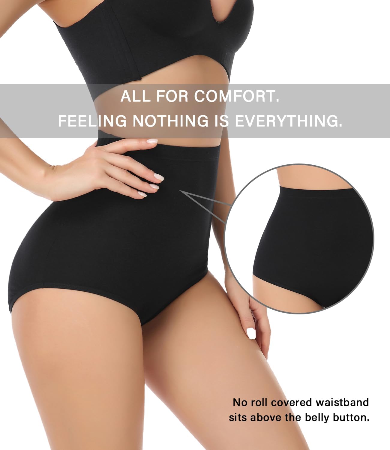 Detalle de wirarpa Damen Unterhosen Baumwolle – Super Hohe Taille, 4er Pack