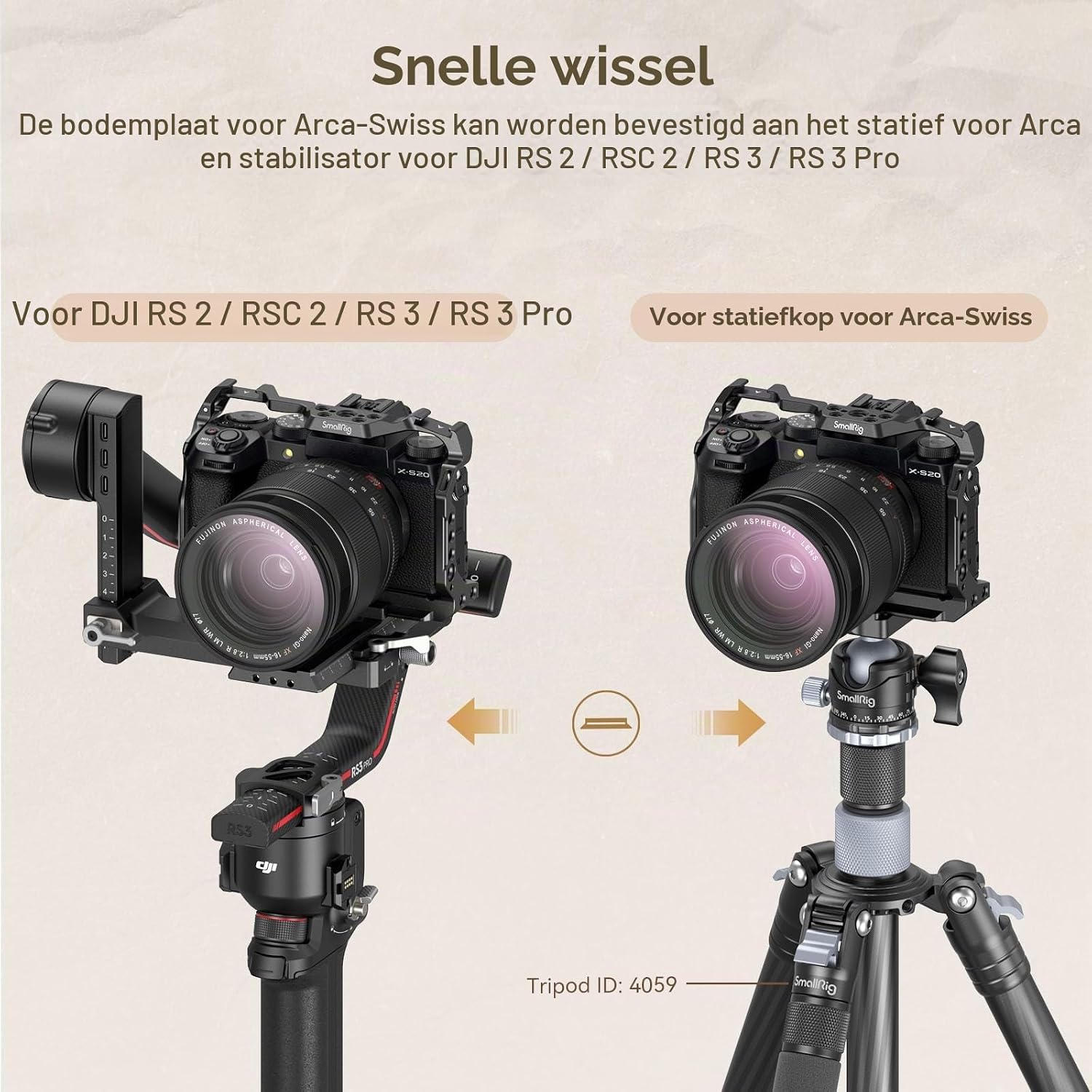 Detalle 2 de SMALLRIG 4230 camerakooi voor FUJIFILM X-S20 met Arca-Swiss-plaat