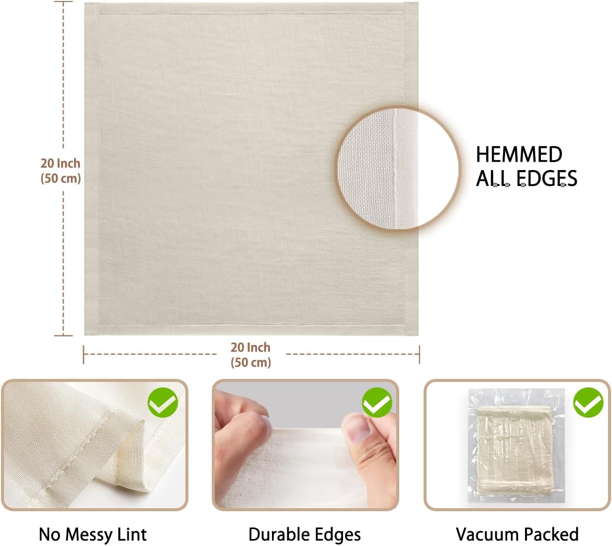 Detalle de Olicity 20-S Cheesecloth, 20-Pack Grade 100 Cotton, 20 x 20 Inch