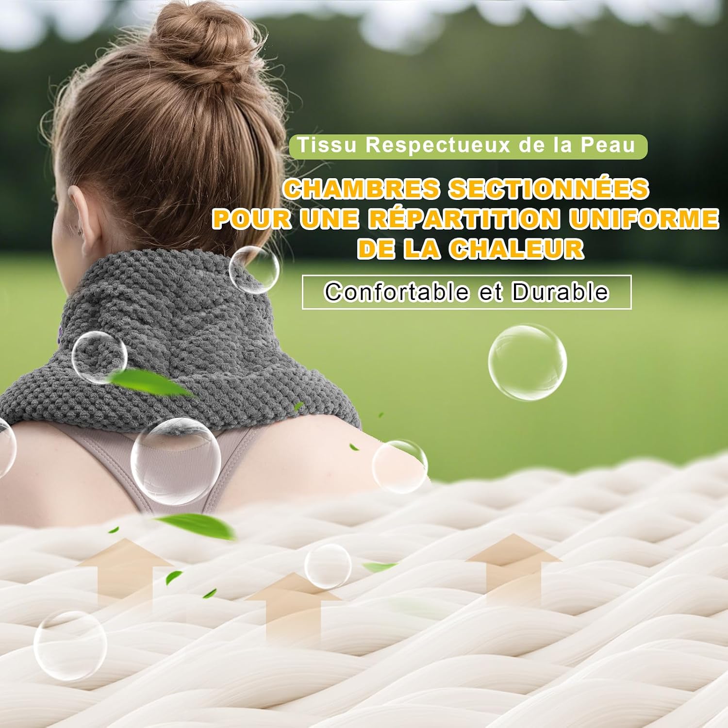 Thumbnail 6 de uncn Coussin chauffant cervical longue bouillotte micro-ondes pour nuque, épaules et dos