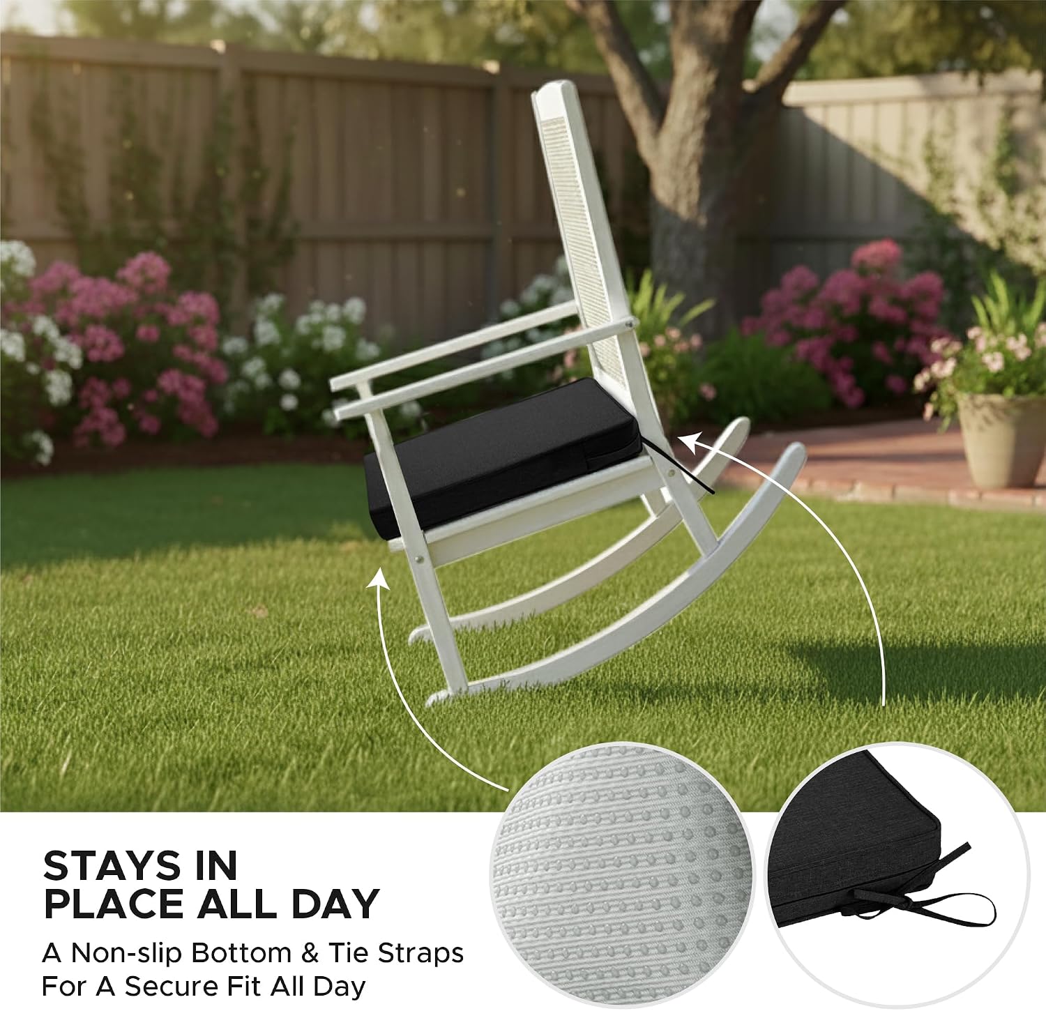 Thumbnail 4 de Fitfree FFZD2222BK4P Outdoor Chair Cushions, 22 x 22-Inch, Set of 4, Black