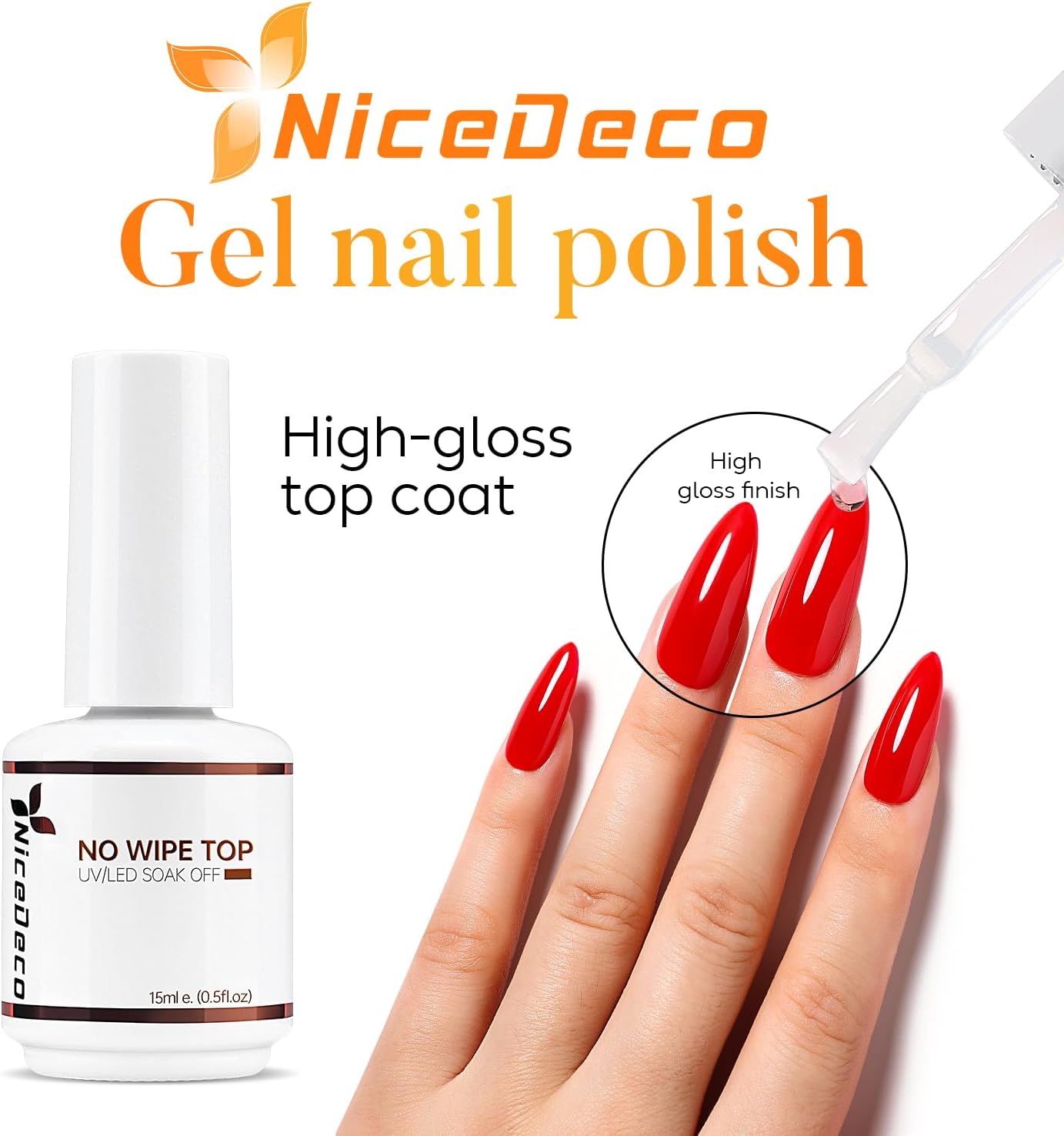 Detalle de Nicedeco 15ML Vernis Semi Permanent Top Coat Sans HEMA – Gel Polish Brillant et Durable