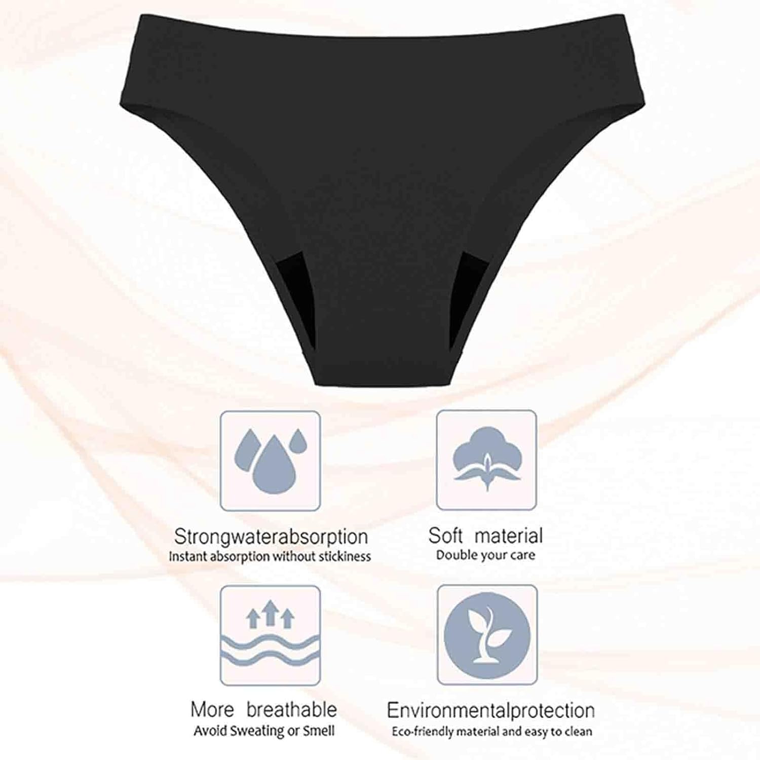 Detalle 2 de riou Maillot de bain menstruel femme et fille – bikini hypoallergénique et imperméable, bas absorbant en V-Shape