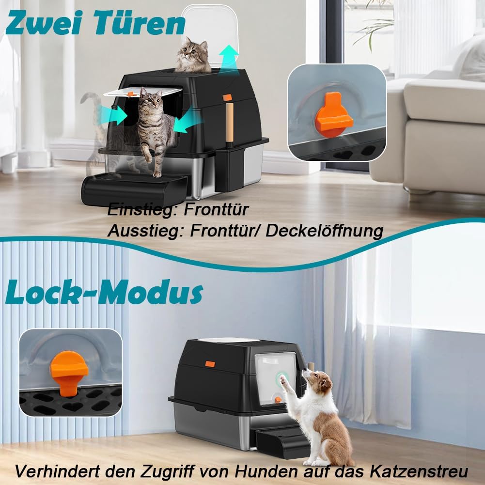 Detalle 2 de SZEETECH Katzenklo Edelstahl XL 60×40×39,5 cm