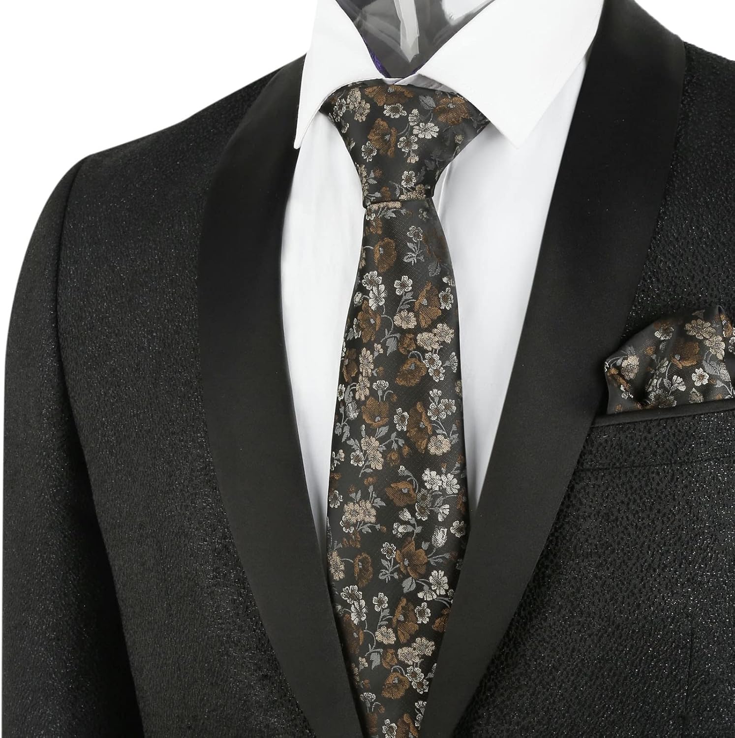 Detalle de Alizeal Floral Tie with Pocket Square Set for Business and Wedding
