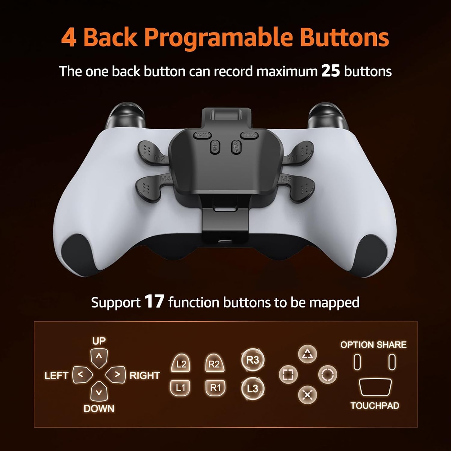Detalle de IWGAME PS5 Controller Back Paddles with 4 Programmable Buttons and Turbo