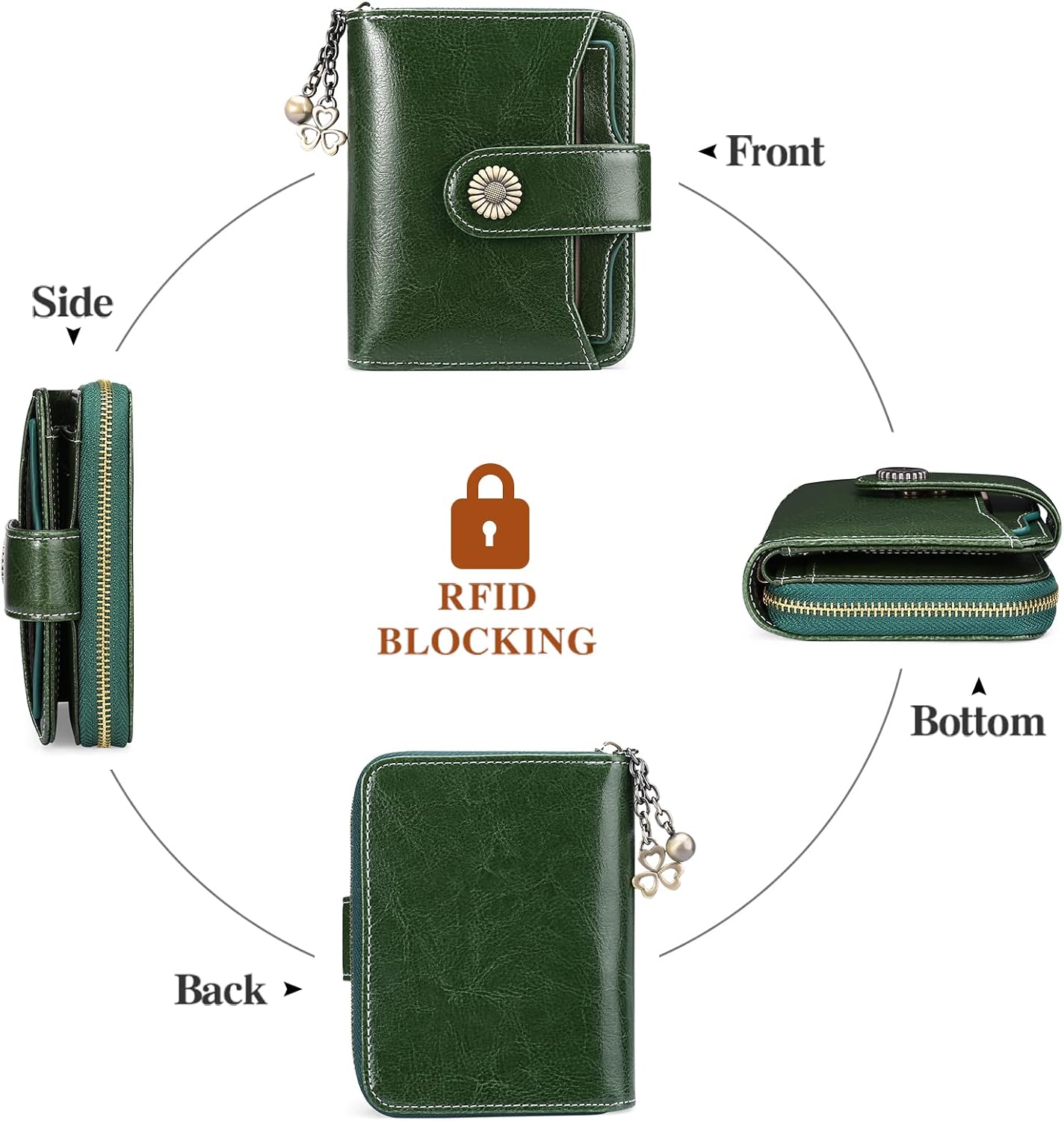 Thumbnail 2 de SENDEFN women’s genuine leather small bifold wallet with RFID protection