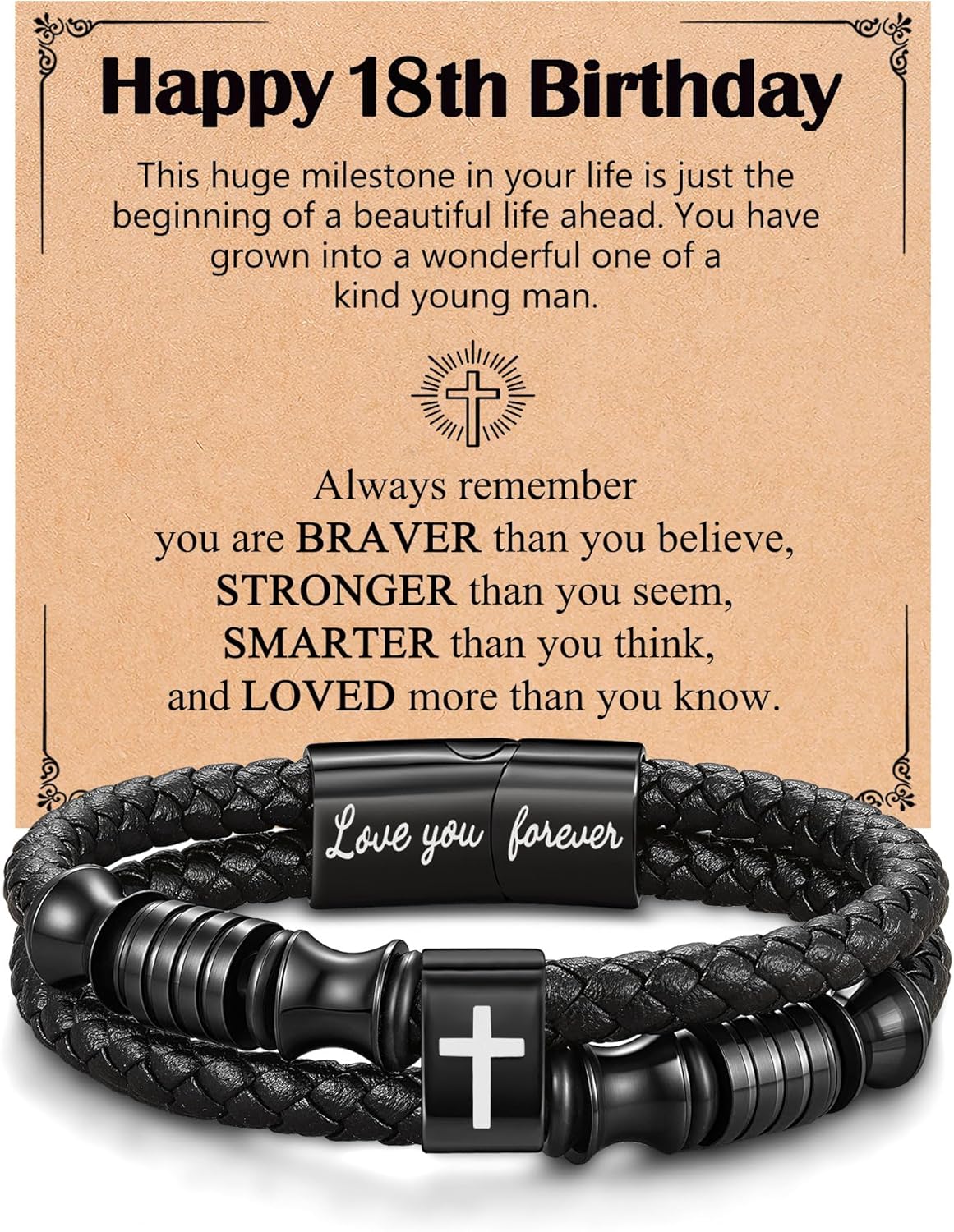 Thumbnail 6 de Cross leather bracelet gift for boys