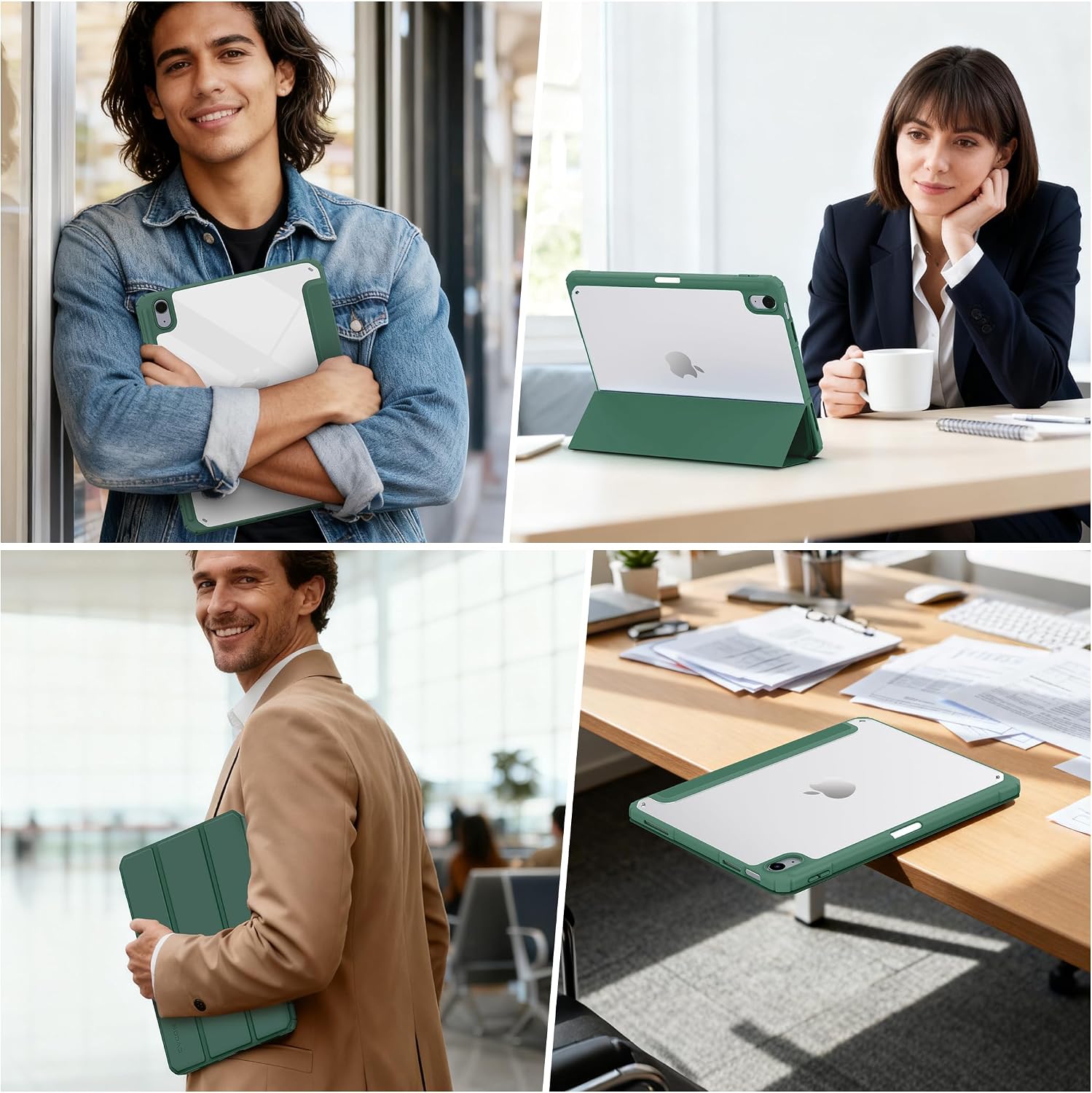 Thumbnail 6 de CACOE Cover compatibile con iPad A16 11a Generazione | Custodia trasparente verde con supporto e porta-penne