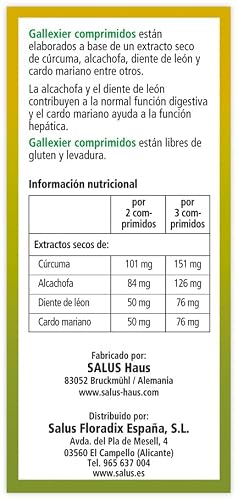 Detalle 2 de Salus Gallexier integratore per la digestione difficile, 84 compresse