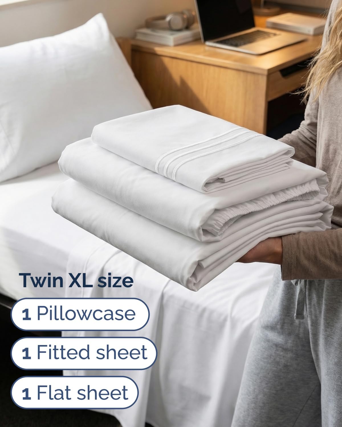 Thumbnail 2 de Deep Pocket Twin XL 3-Piece Bed Sheet Set — Soft, Breathable Microfiber for Women, Men, Teens & Students