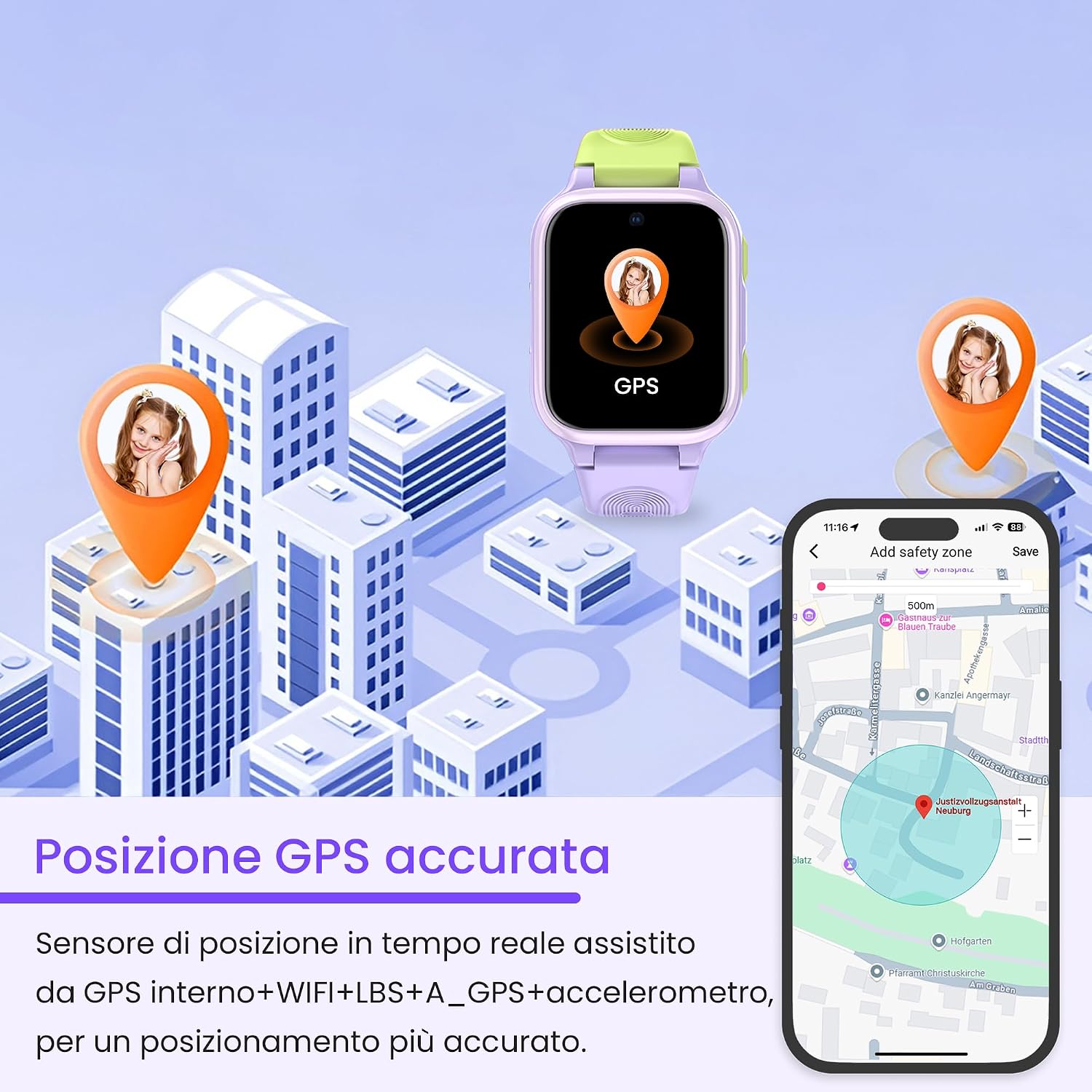 Detalle 2 de LAGENIO K9 Smartwatch Bambini AI: GPS, 4G e AMOLED 1,78'' per una crescita connessa