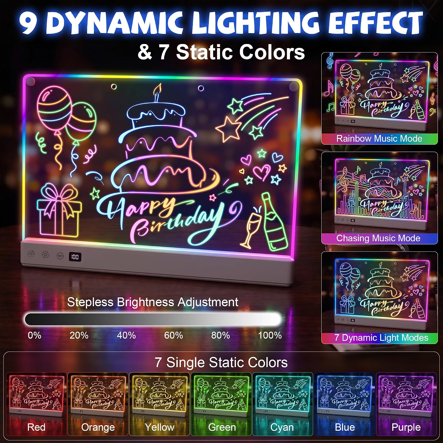 Detalle de Honesorn JSK-X18 16-Inch LED Drawing Board with 16 Light Effects