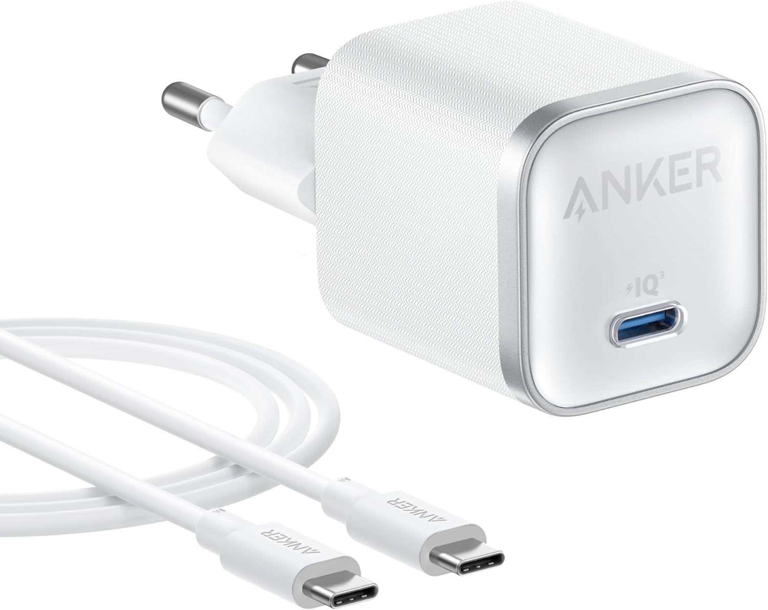 Detalle de Anker Nano 45 W Cargador USB-C con cable incluido: carga rápida y portable para Samsung, Apple y más
