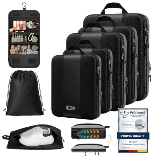 Detalle de Organisateur Valise 8 Pièces Estaviva – Pack Compression Voyage en Polyester Premium