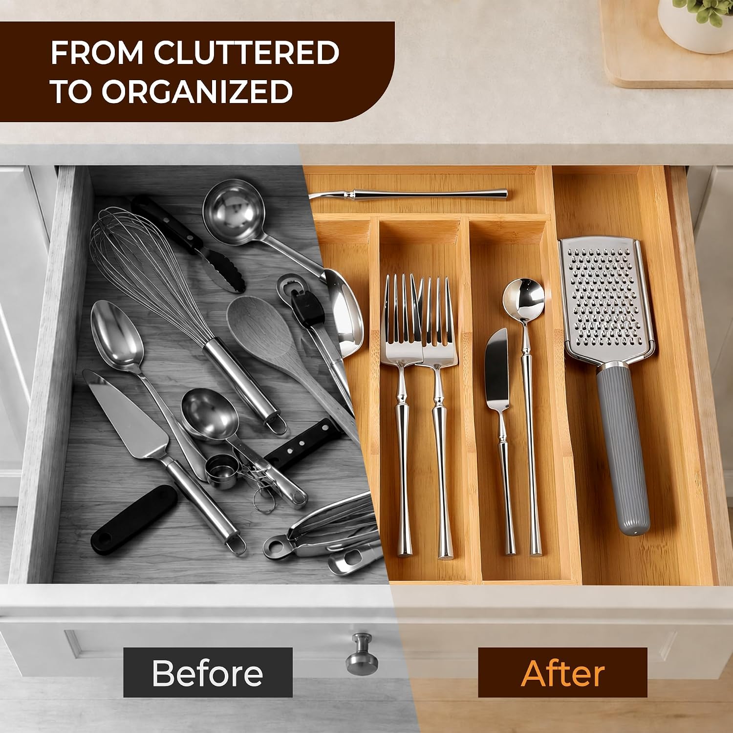Thumbnail 5 de oridom Expandable Bamboo Drawer Organizer for Cutlery 🍽