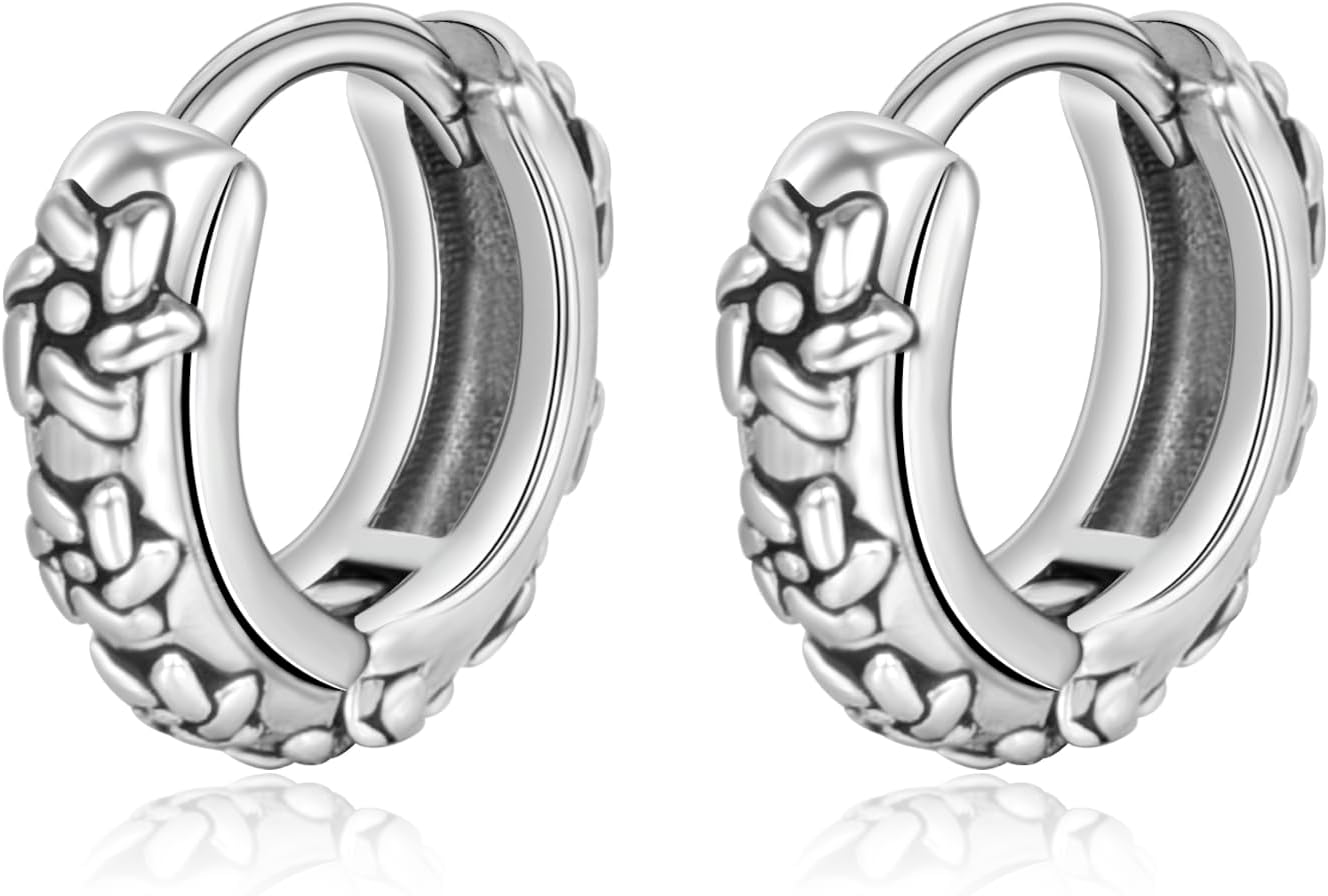 Thumbnail 6 de Lantine Vintage Hoop Earrings – Stainless Steel Textured Knot Huggie