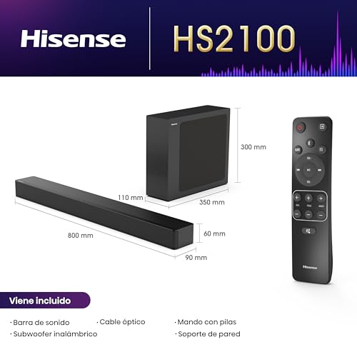 Detalle de Hisense HS2100 Barra de sonido 2.1, 240W
