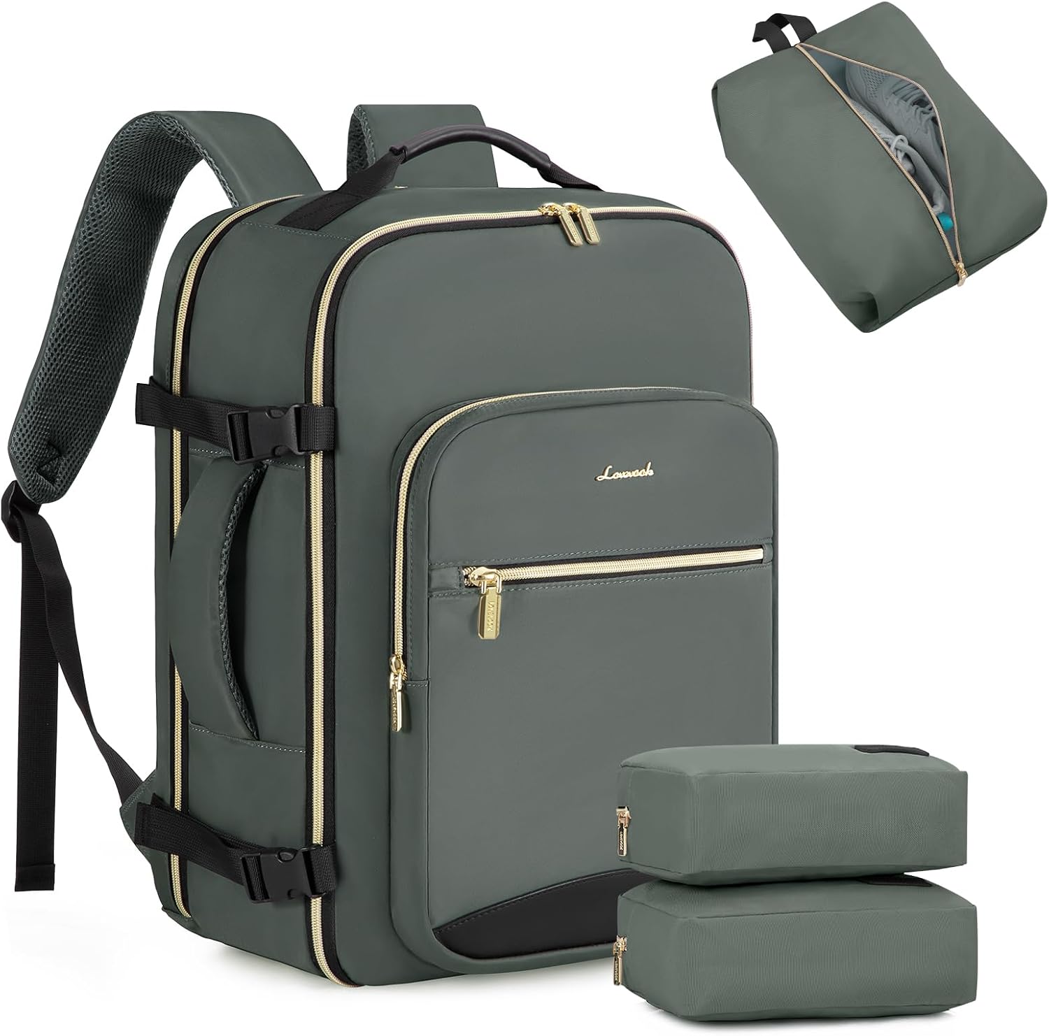 Detalle de LOVEVOOK Handgepäck-Rucksack Flugzeug 40L mit Laptopfach bis 17,3 Zoll