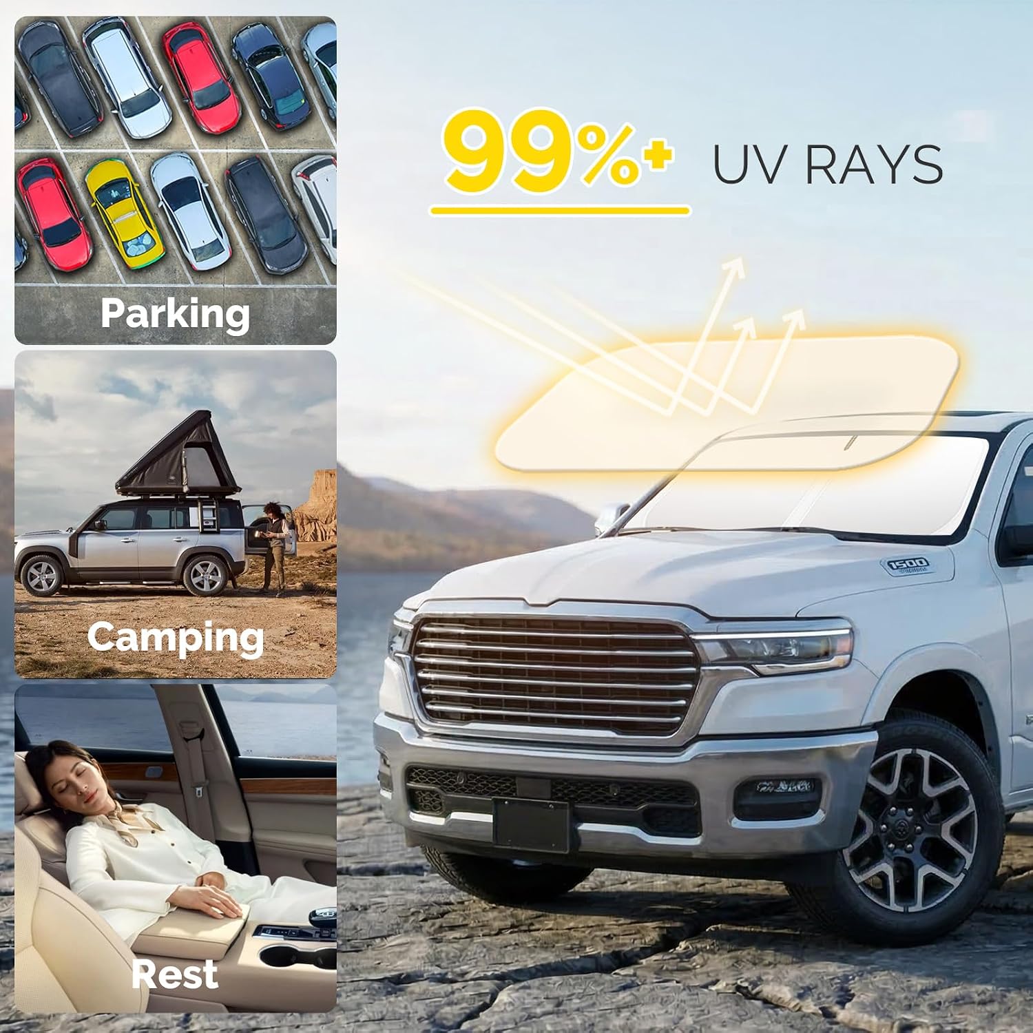 Detalle de SHINEHOME Ram 1500 Windshield Sun Shade