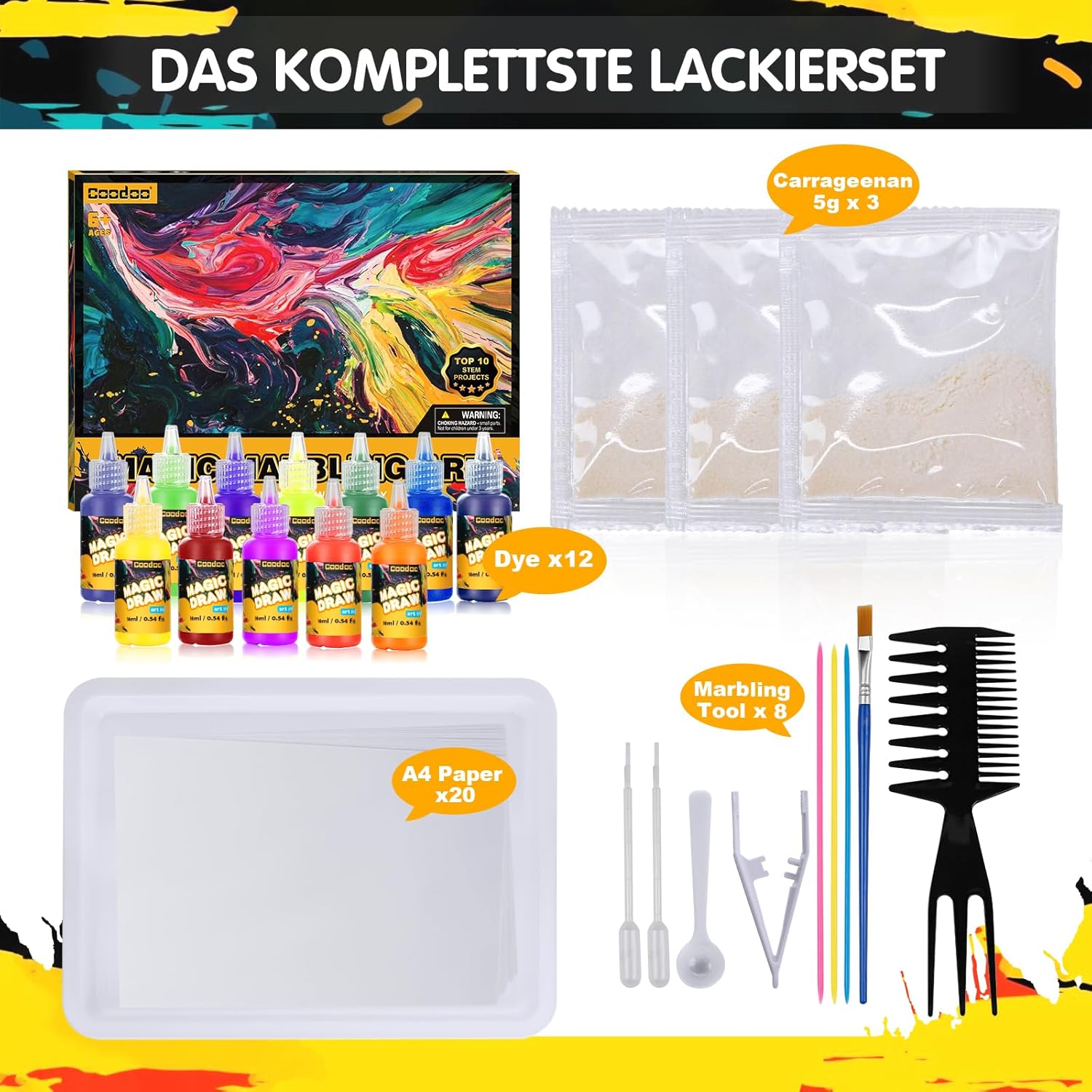 Thumbnail 5 de Coodoo Wassermarmorierung – Kunstset Mädchen, Jungen ⌚