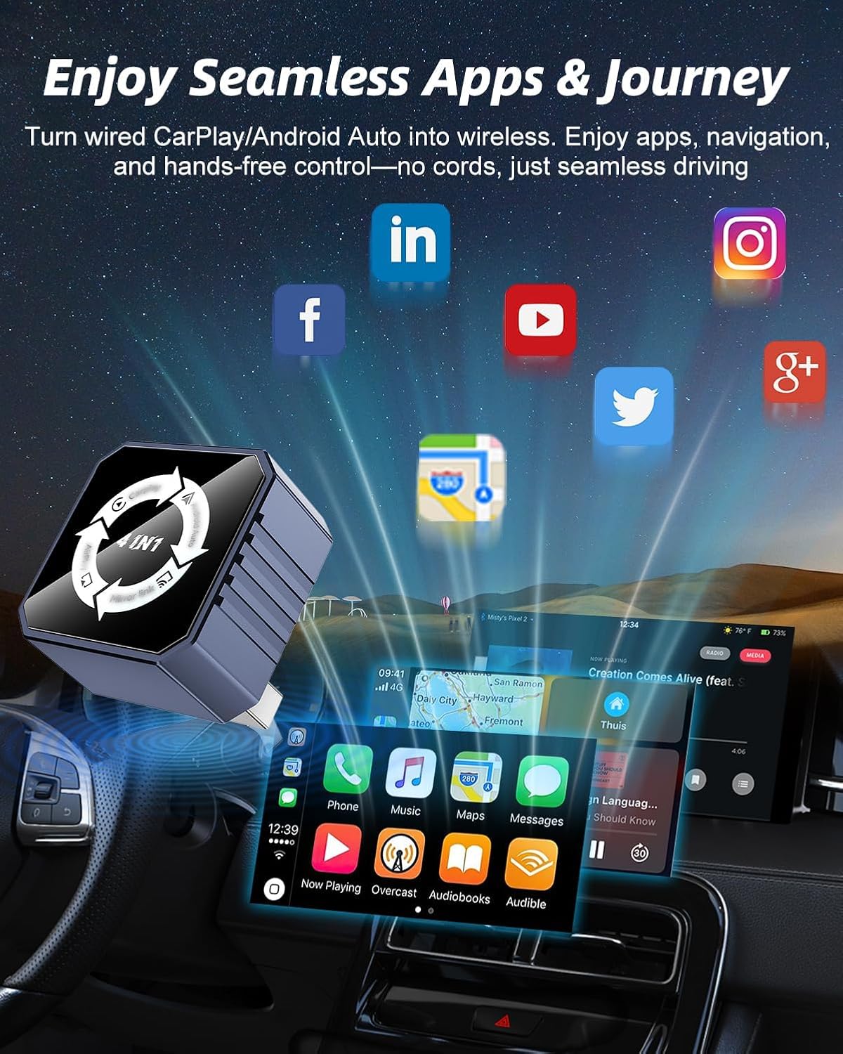 Thumbnail 6 de nilic Wireless CarPlay & Android Auto Adapter 2 in 1 (USB Plug & Play, Wireless upgrade for wired systems from 2017+) – Not for BMW