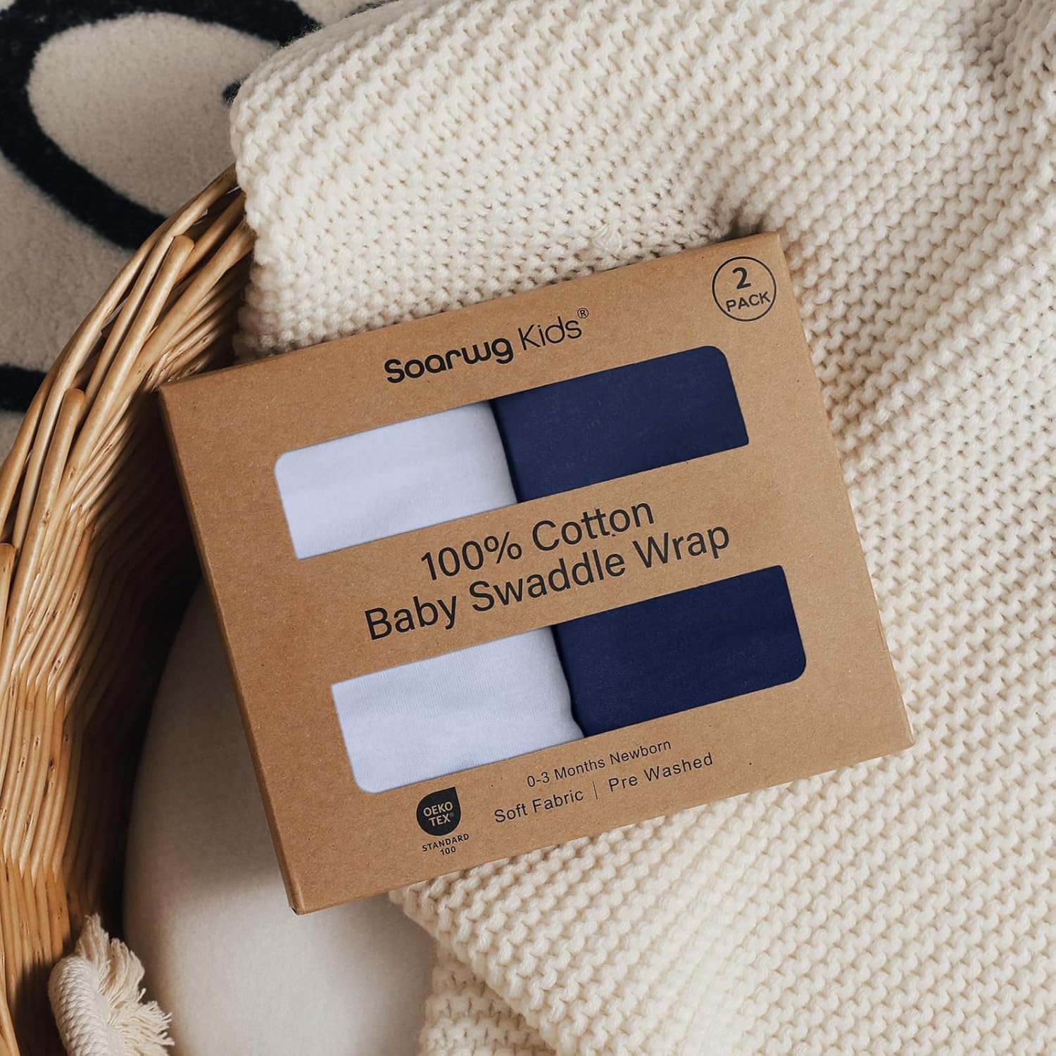 Thumbnail 6 de Soarwg Kids Adjustable Newborn Swaddle Set (0–3 Months) in Dark Blue, Oeko-tex100 breathable cotton