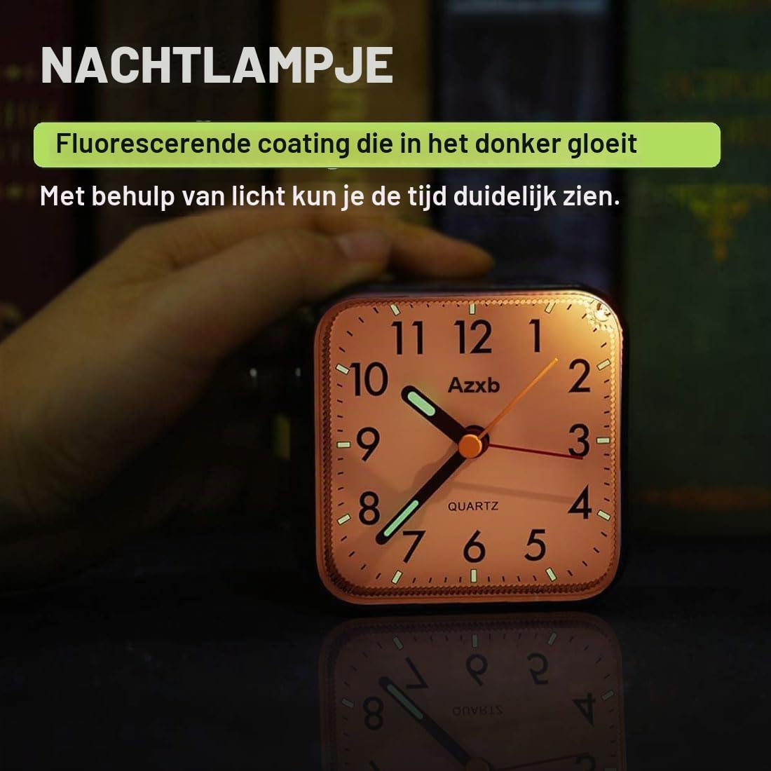 Detalle de Azxb Azxb-alarm clock analoge wekker met stil uurwerk en sluimerfunctie