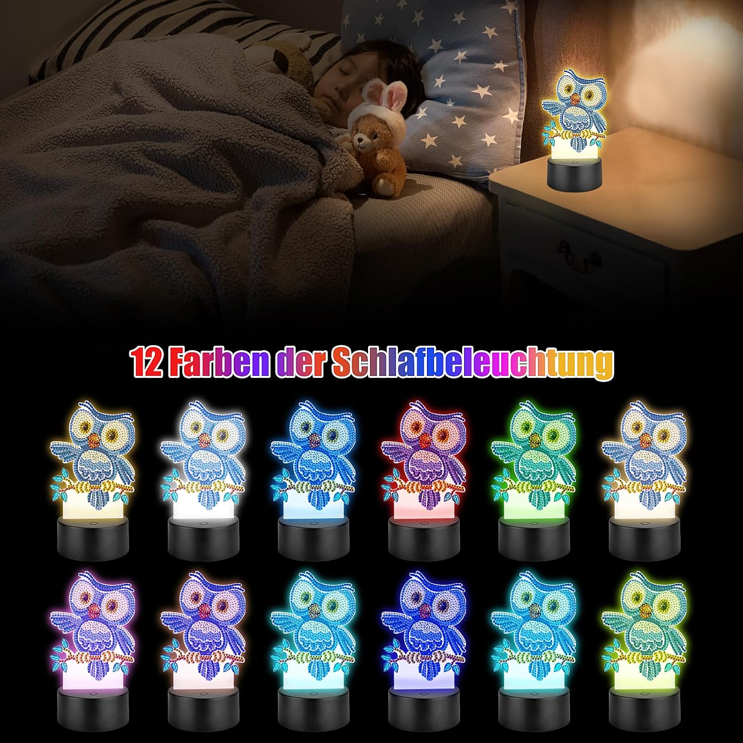 Thumbnail 1 de Homgaty Diamond Painting Nachtlicht Eule