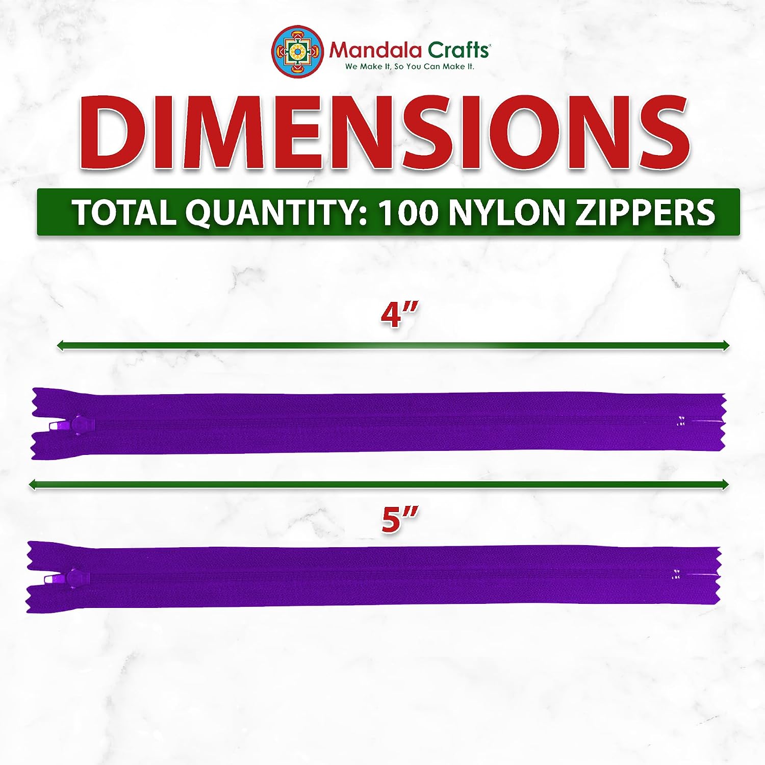 Detalle 2 de Mandala Crafts 85 Purple Nylon Zippers for Sewing